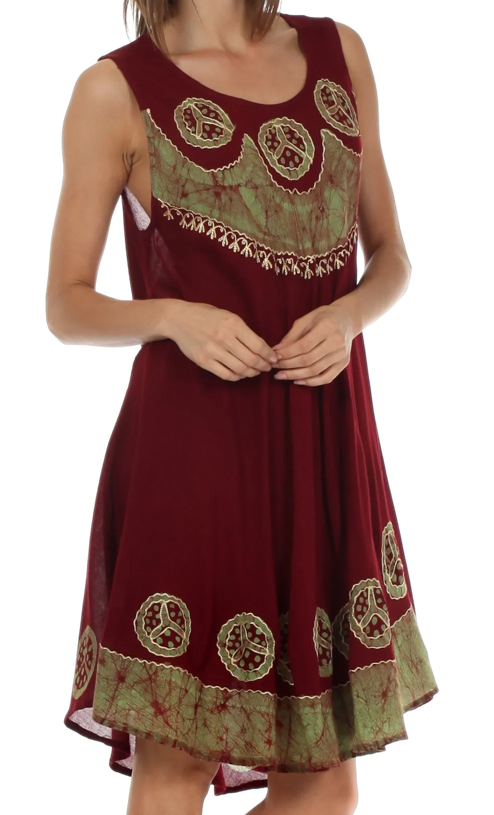 Sakkas Batik Peace Caftan Tank Dress / Cover Up