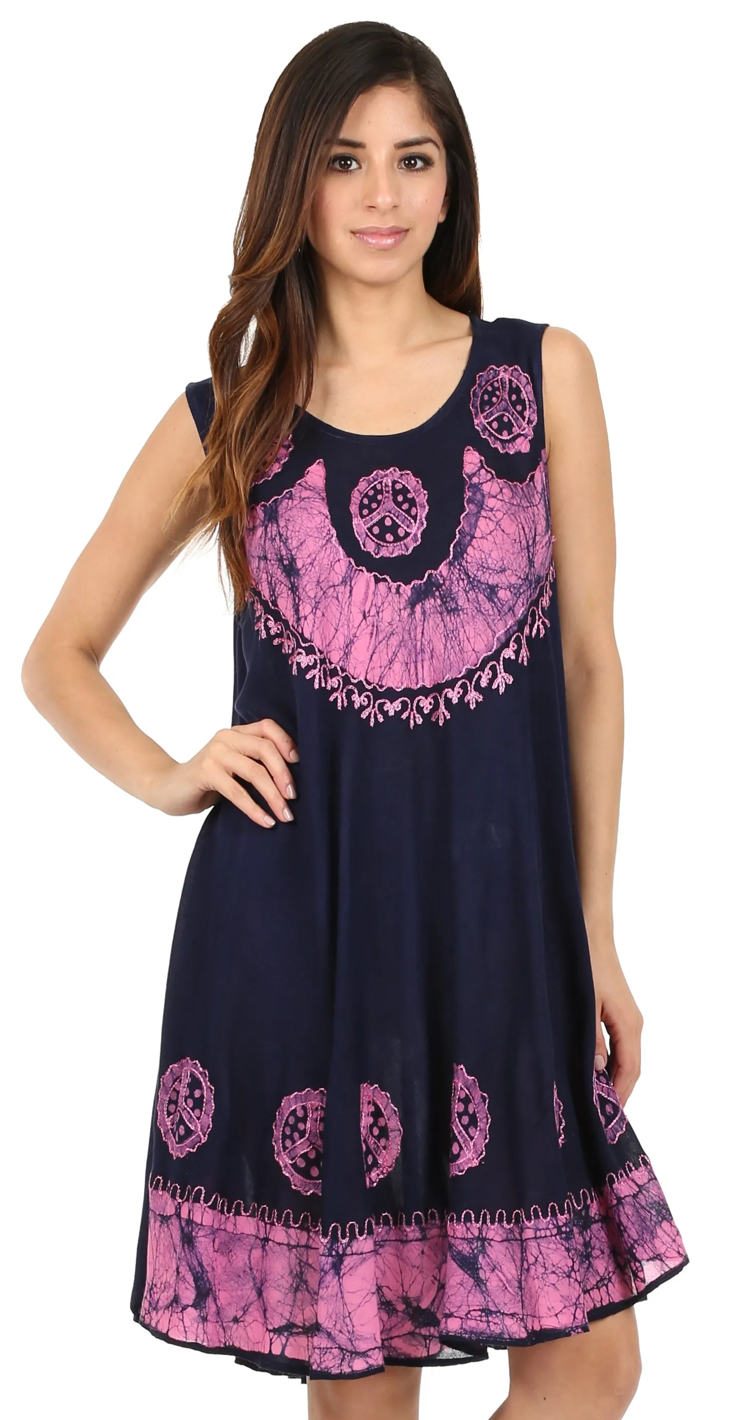 Sakkas Batik Peace Caftan Tank Dress / Cover Up