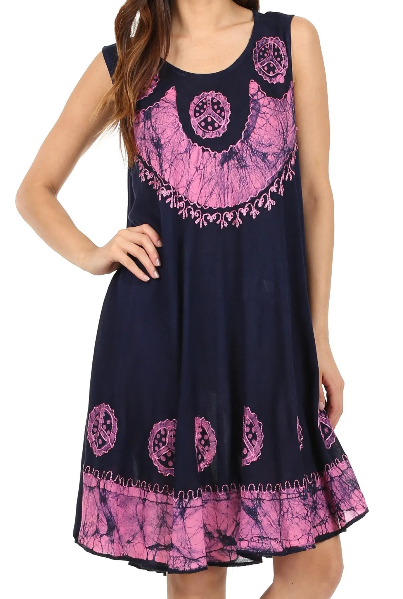 Sakkas Batik Peace Caftan Tank Dress / Cover Up