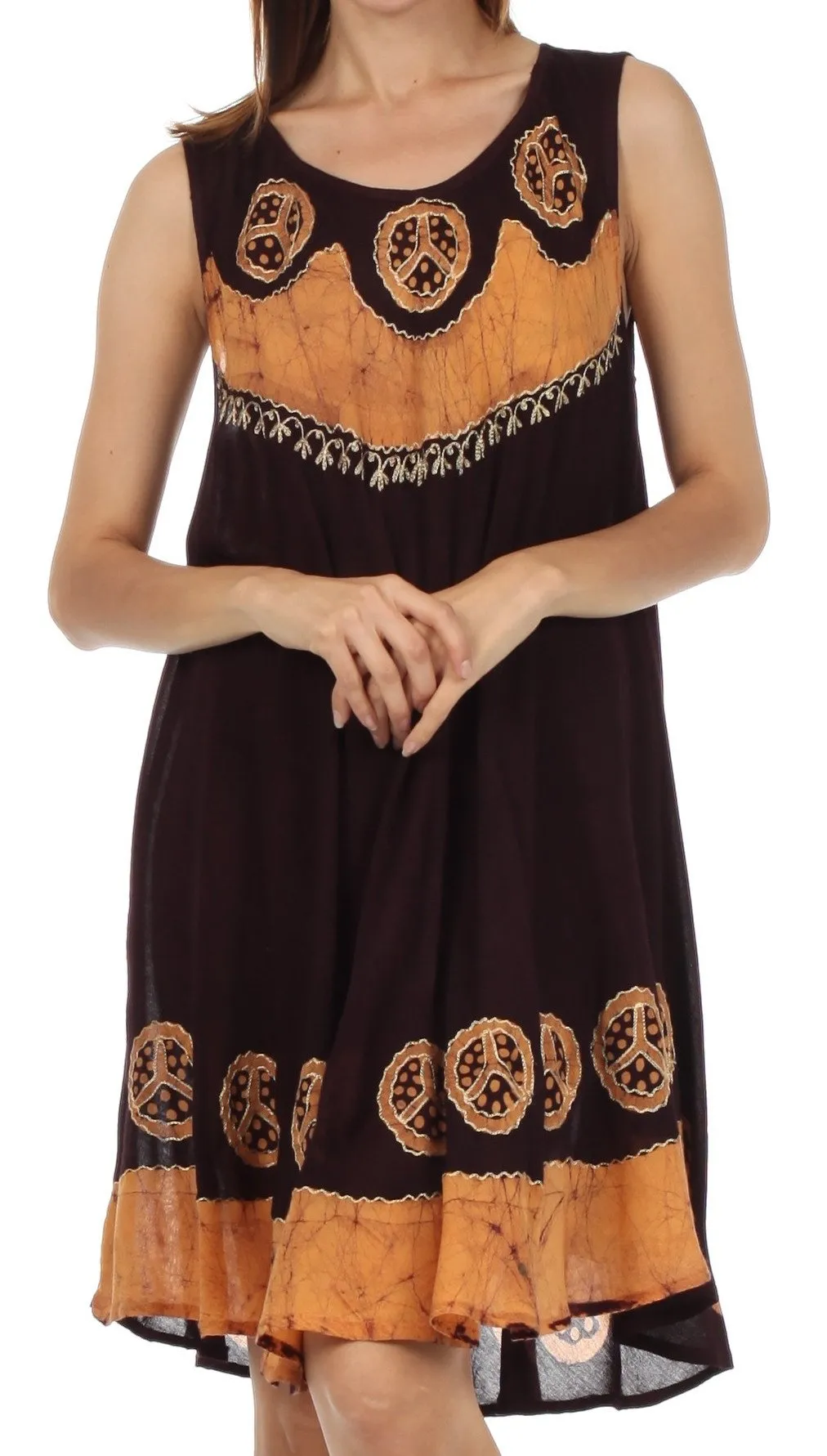 Sakkas Batik Peace Caftan Tank Dress / Cover Up