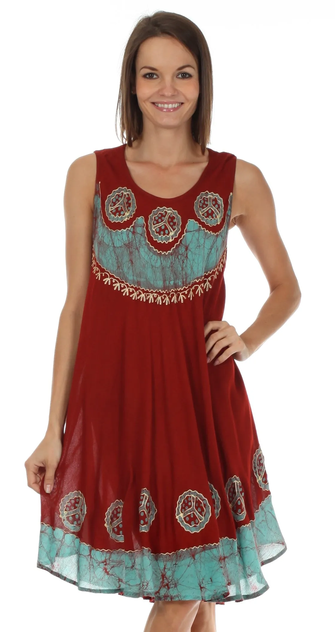 Sakkas Batik Peace Caftan Tank Dress / Cover Up