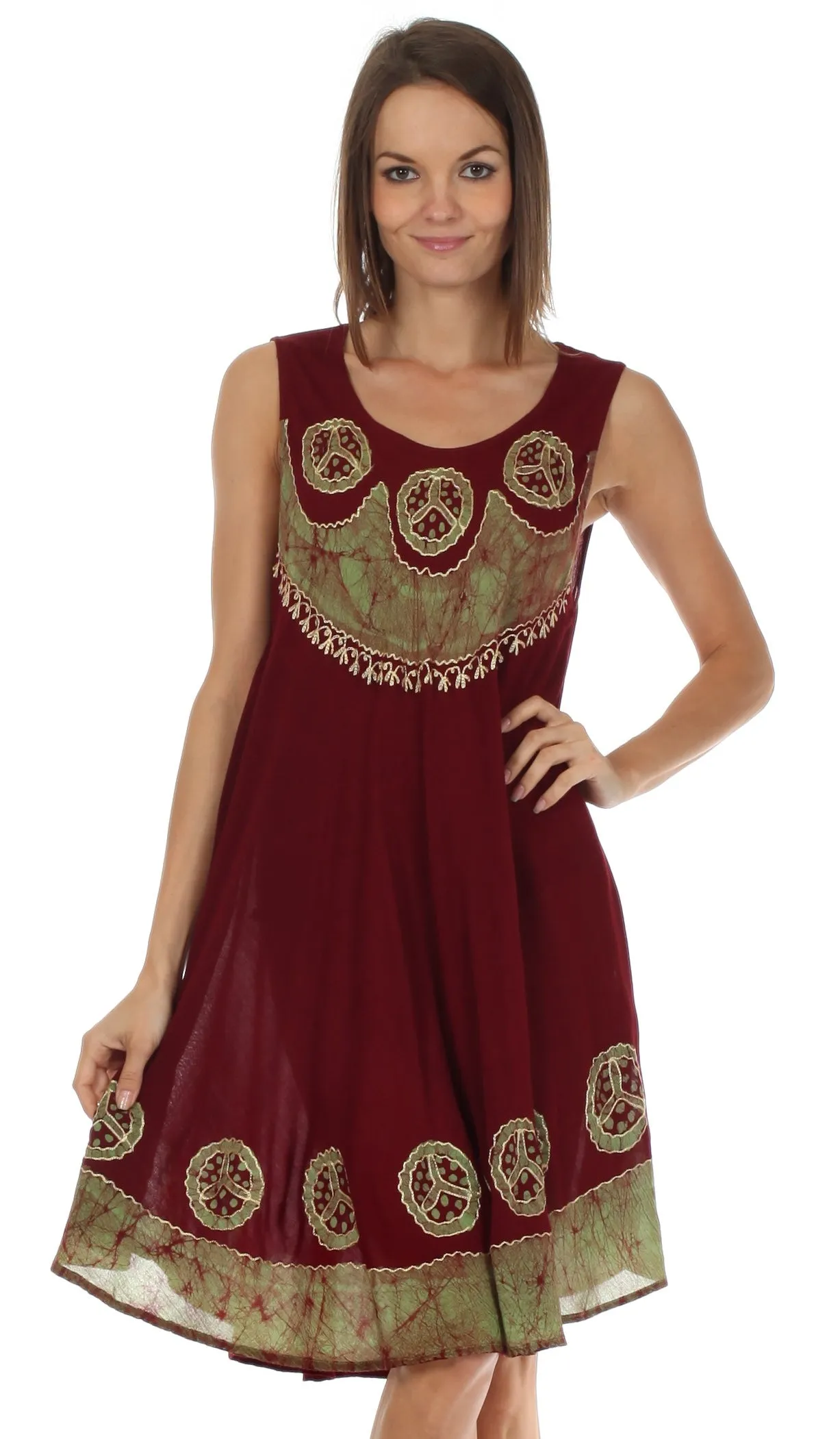 Sakkas Batik Peace Caftan Tank Dress / Cover Up