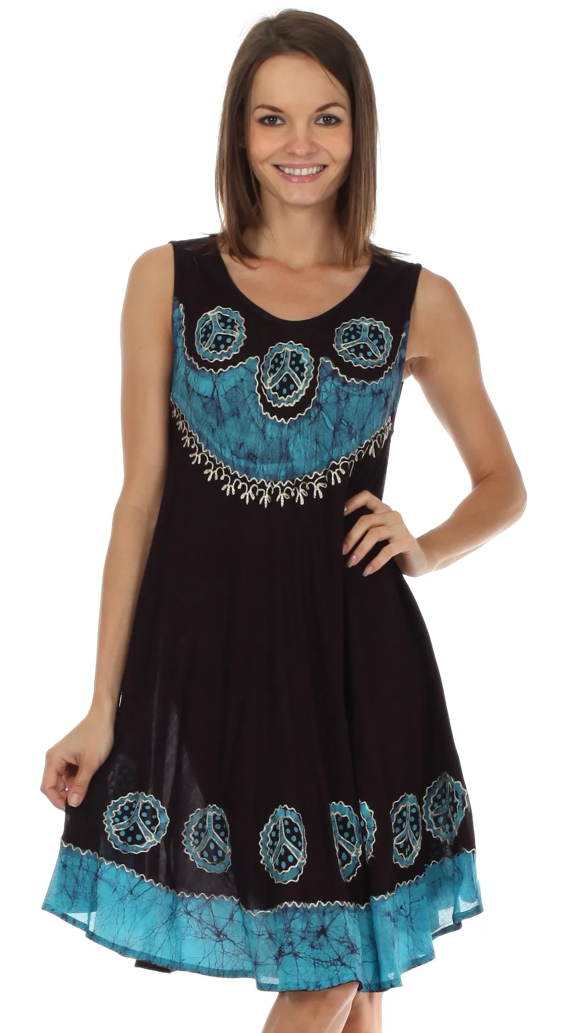 Sakkas Batik Peace Caftan Tank Dress / Cover Up