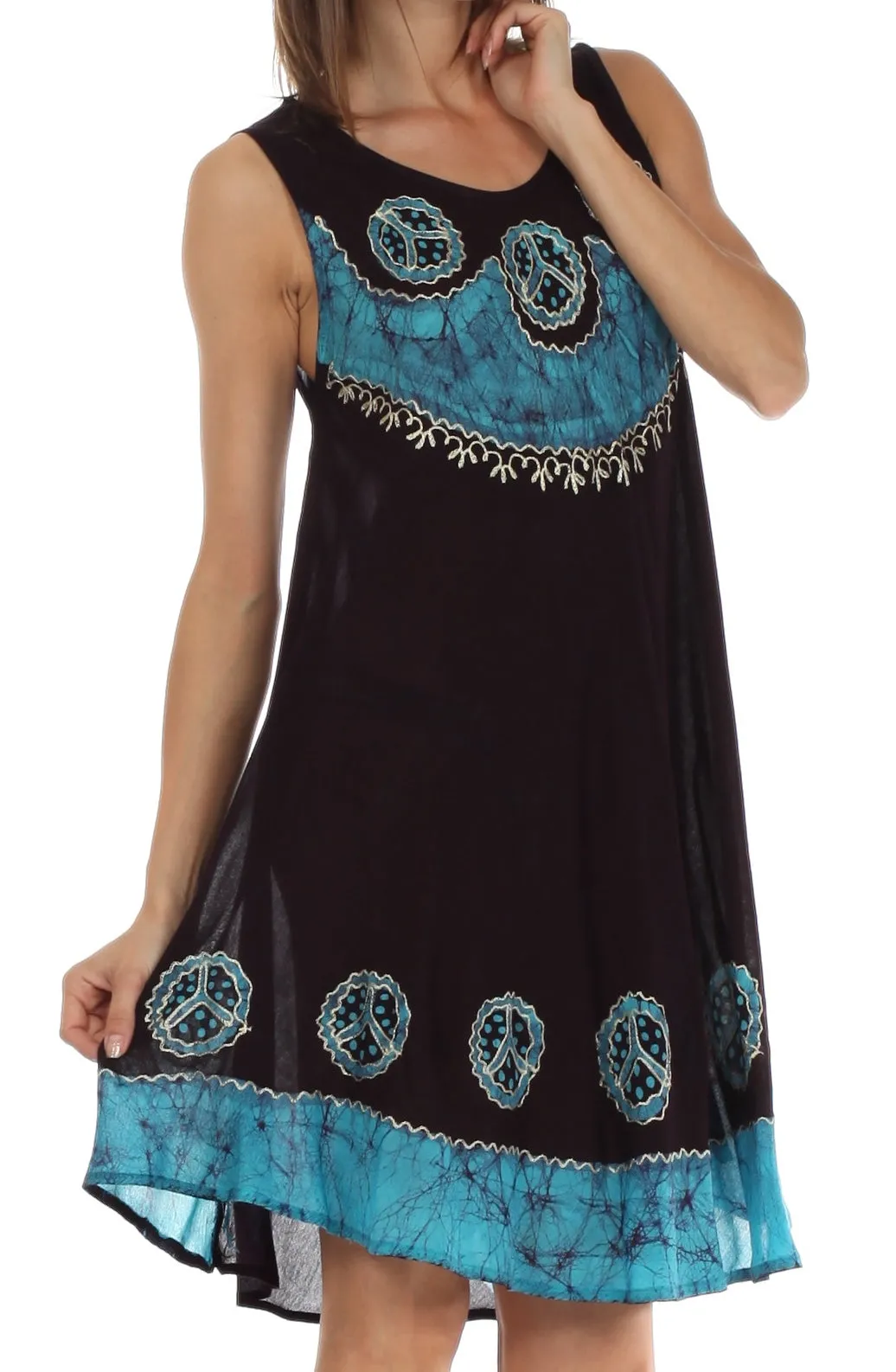 Sakkas Batik Peace Caftan Tank Dress / Cover Up