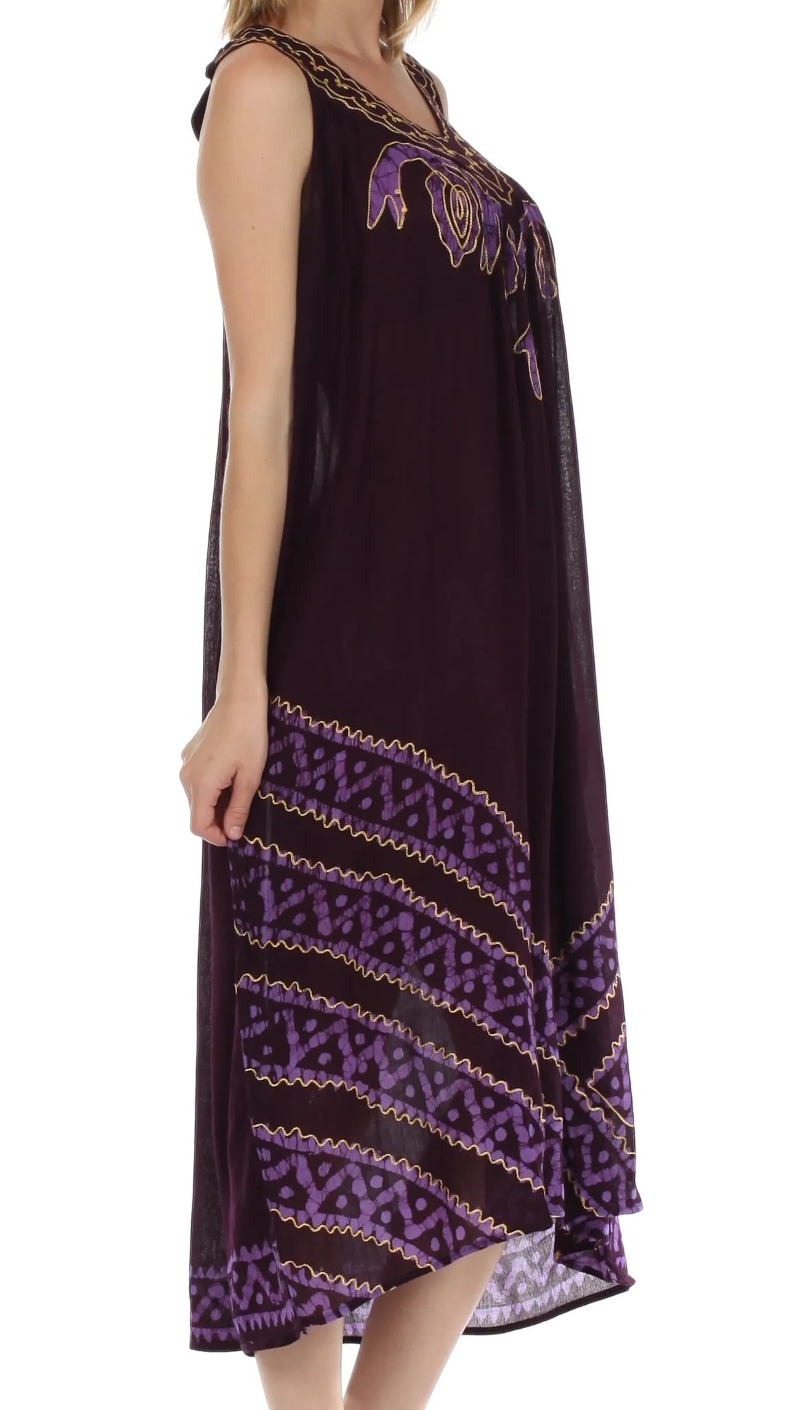 Sakkas Batik Stripe Sleeveless Caftan Dress