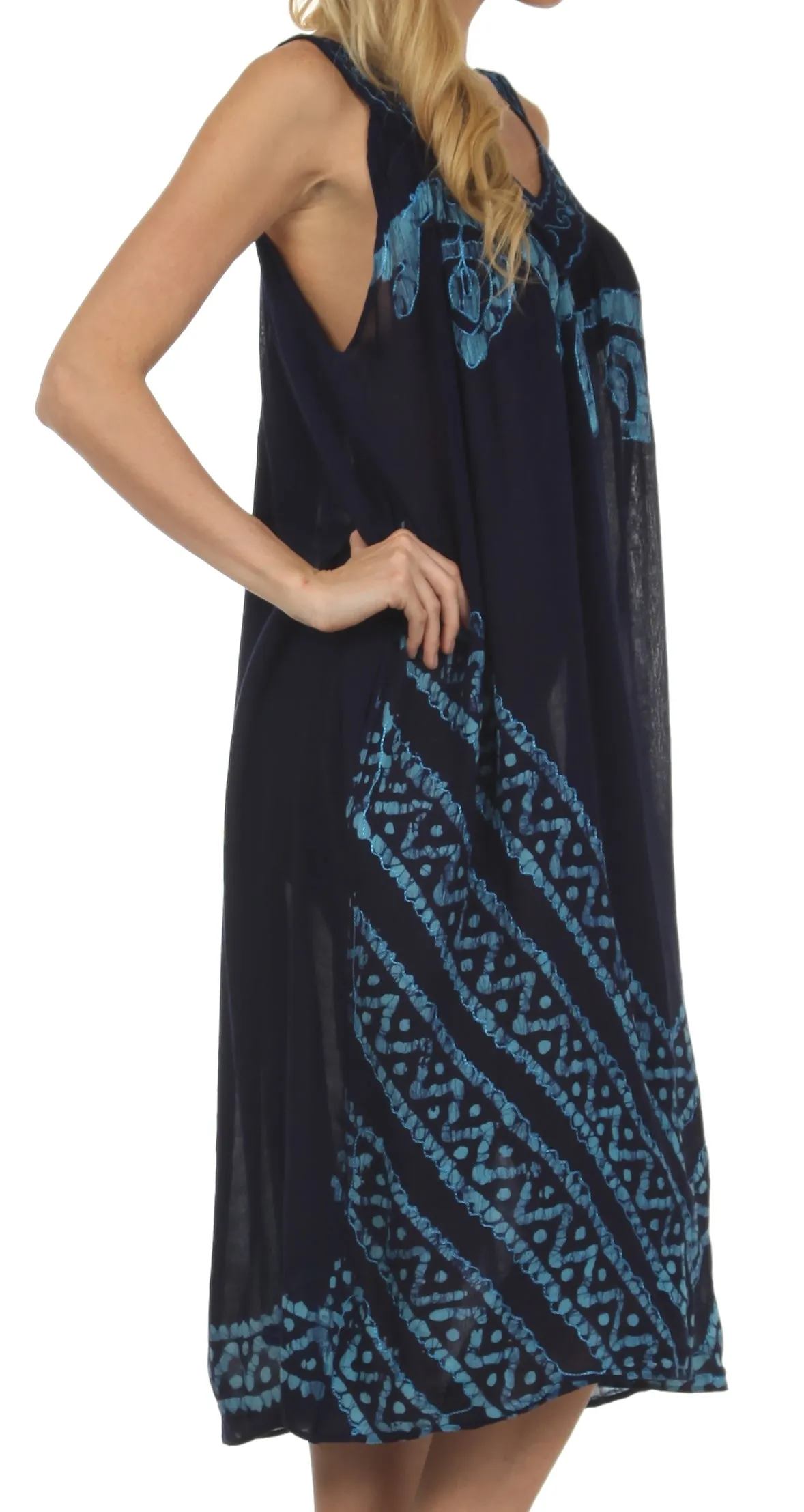 Sakkas Batik Stripe Sleeveless Caftan Dress