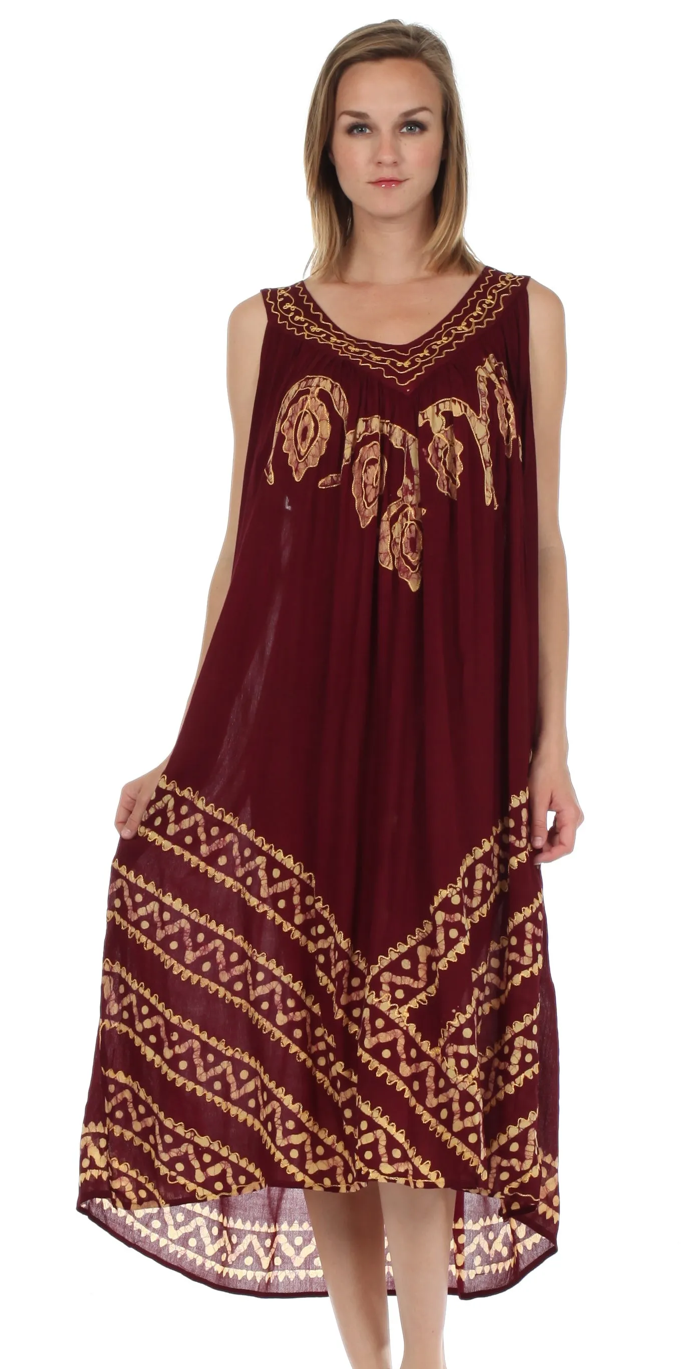 Sakkas Batik Stripe Sleeveless Caftan Dress