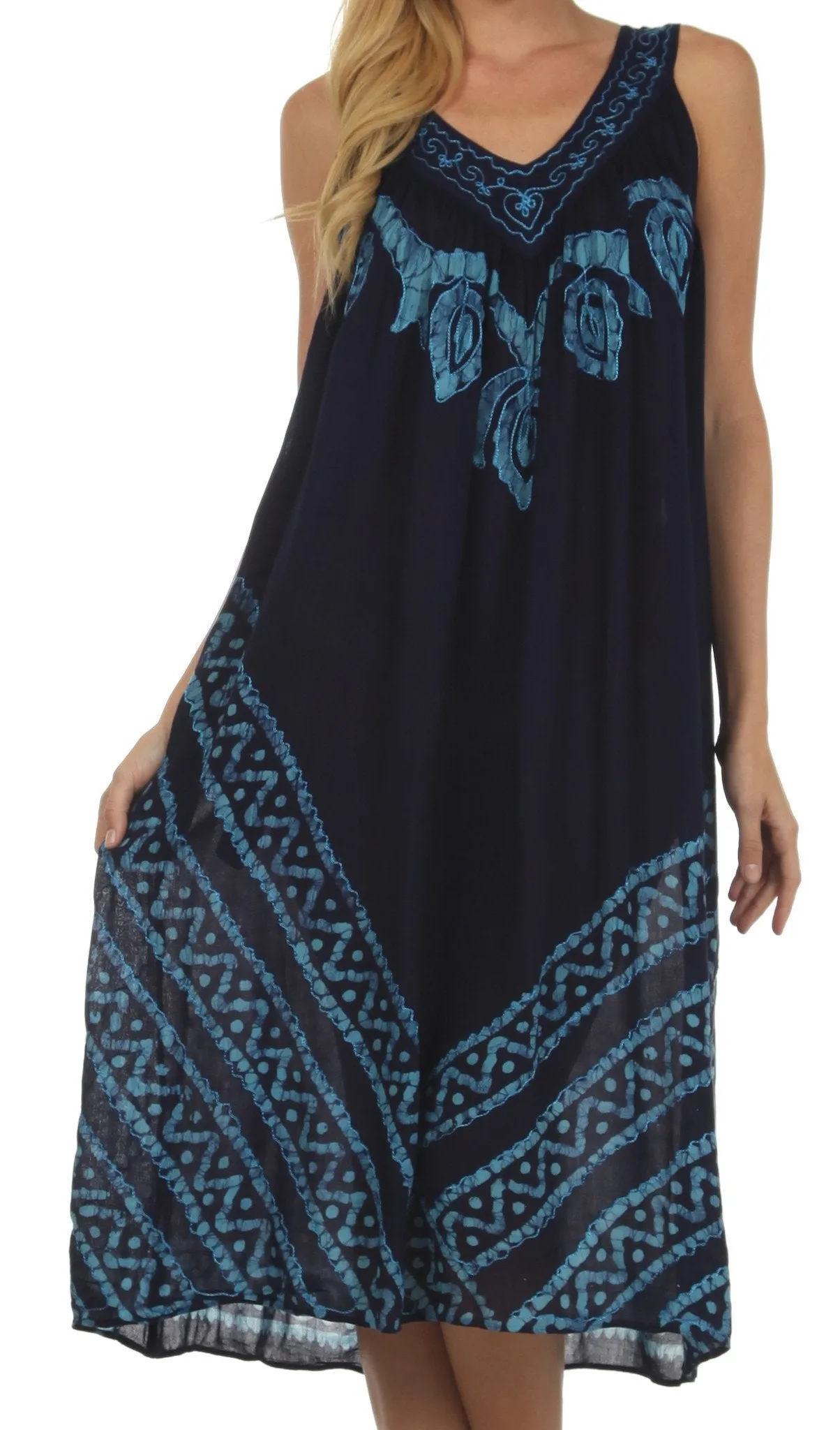 Sakkas Batik Stripe Sleeveless Caftan Dress