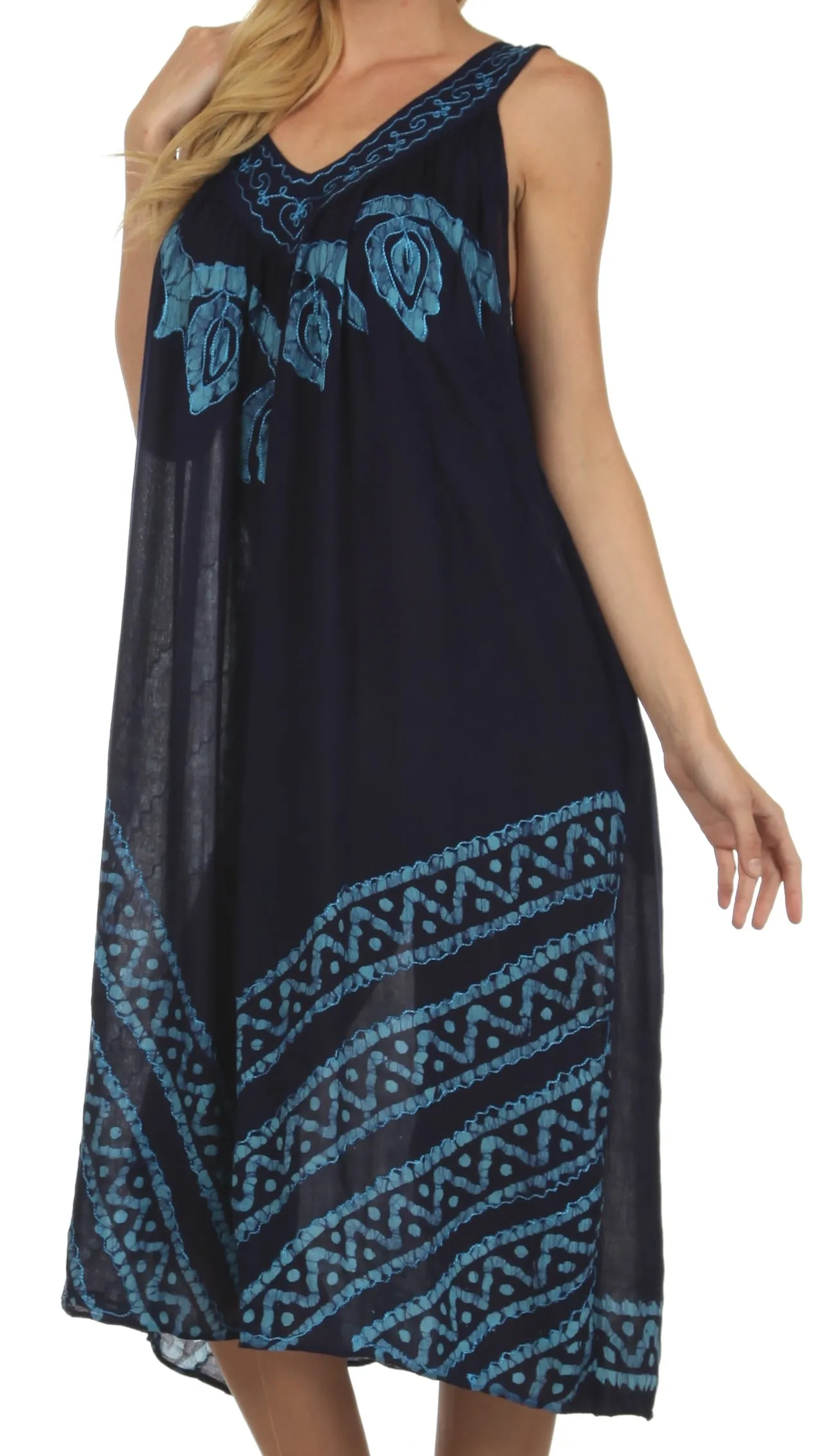 Sakkas Batik Stripe Sleeveless Caftan Dress