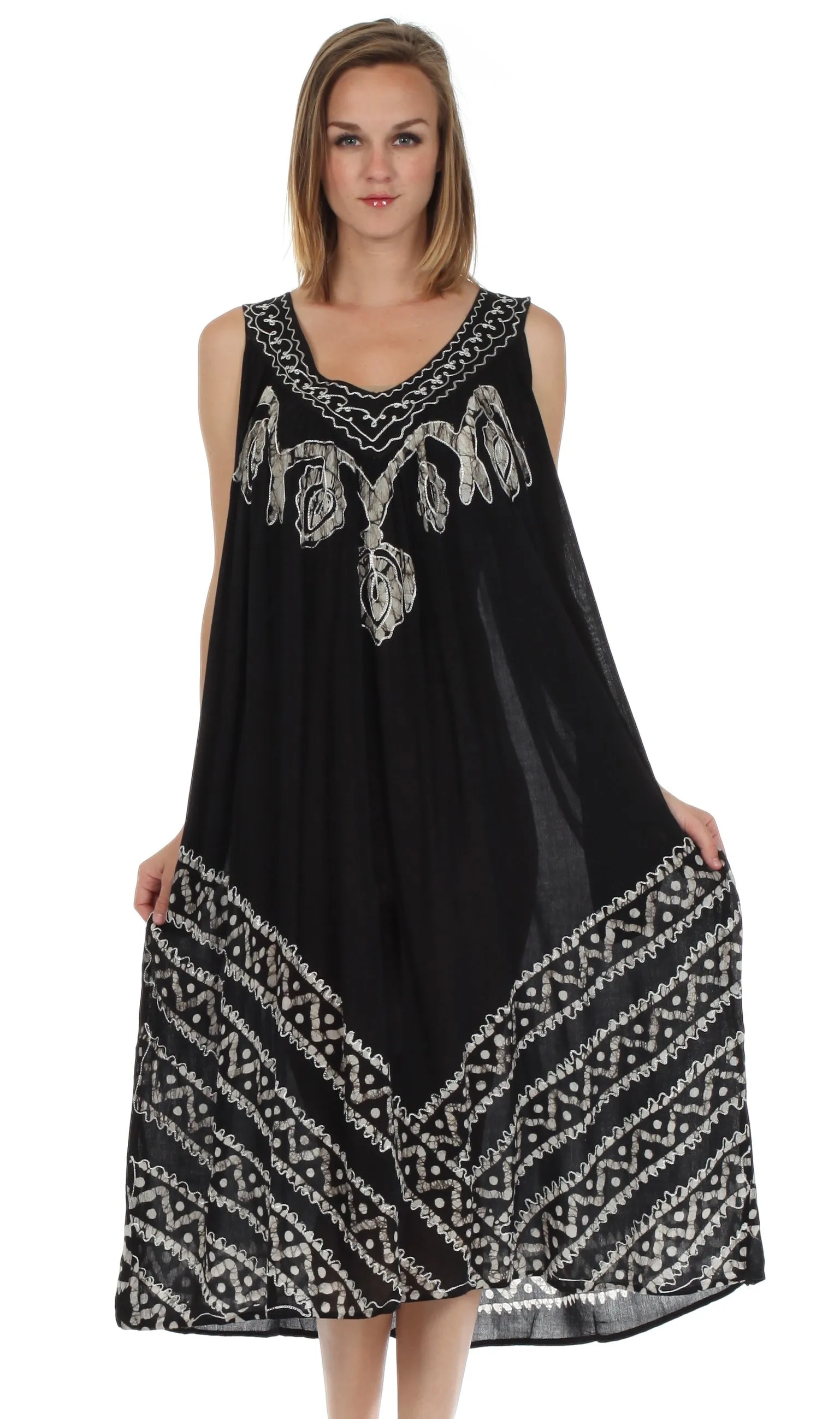 Sakkas Batik Stripe Sleeveless Caftan Dress