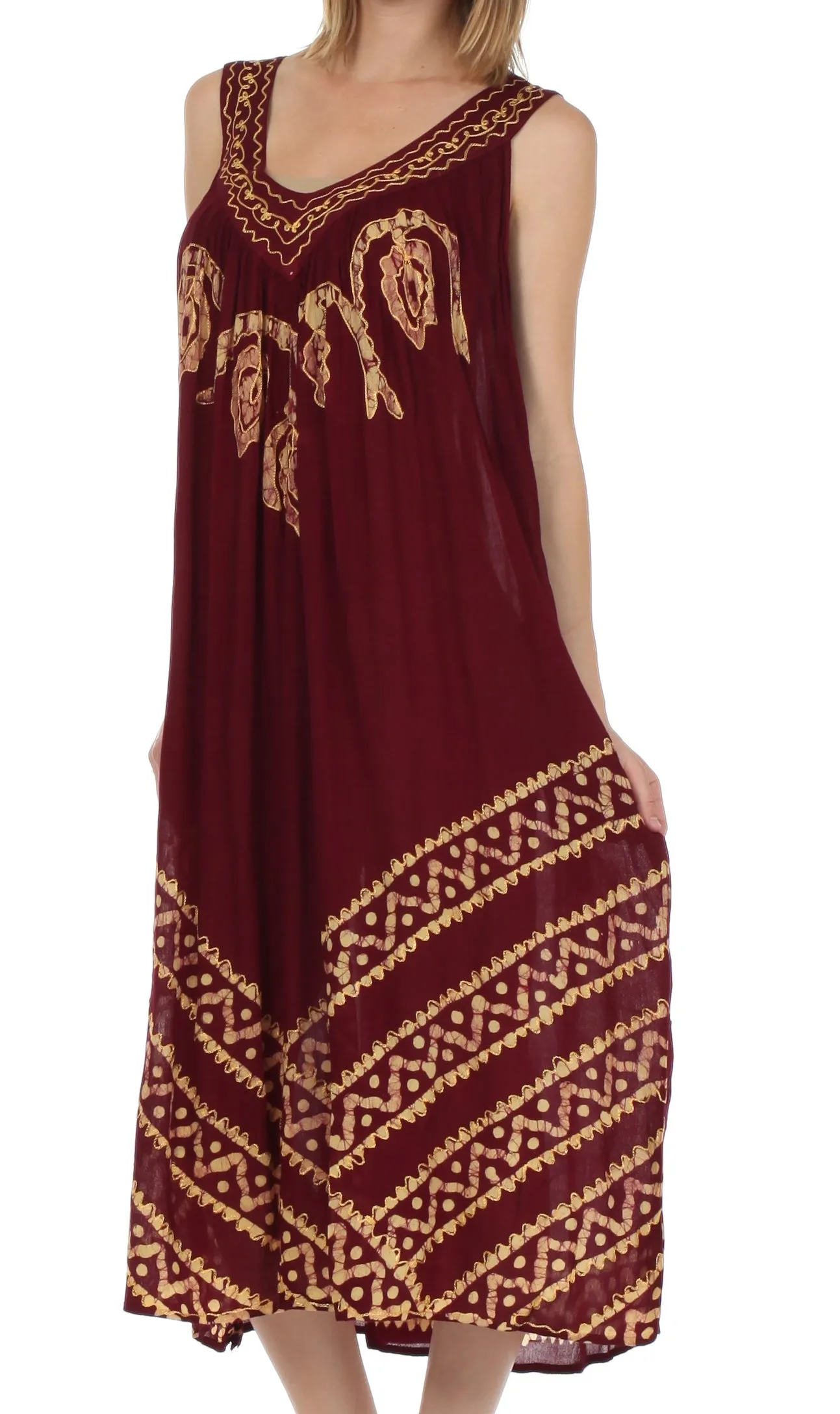 Sakkas Batik Stripe Sleeveless Caftan Dress