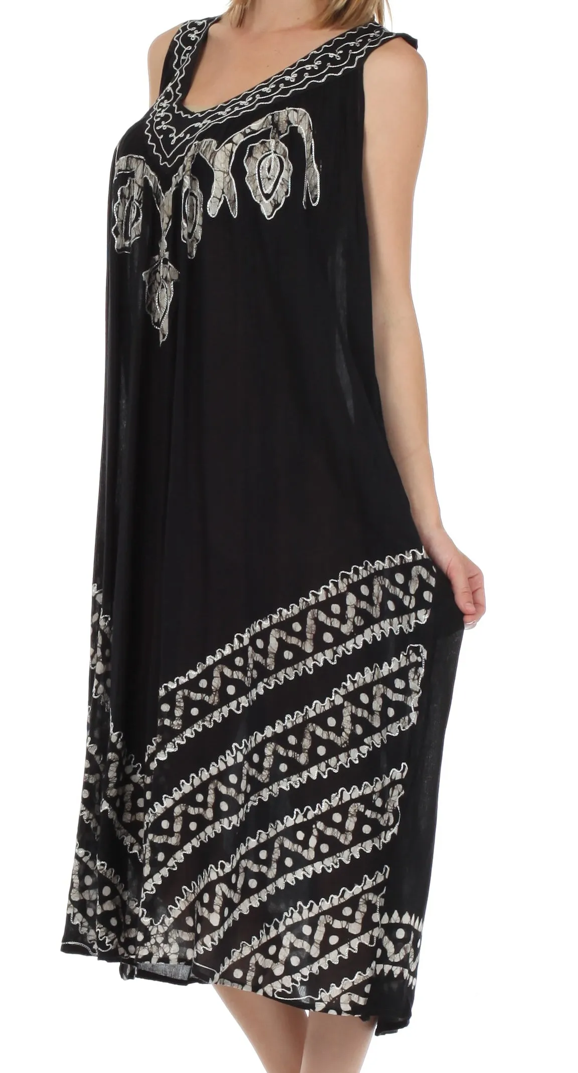 Sakkas Batik Stripe Sleeveless Caftan Dress