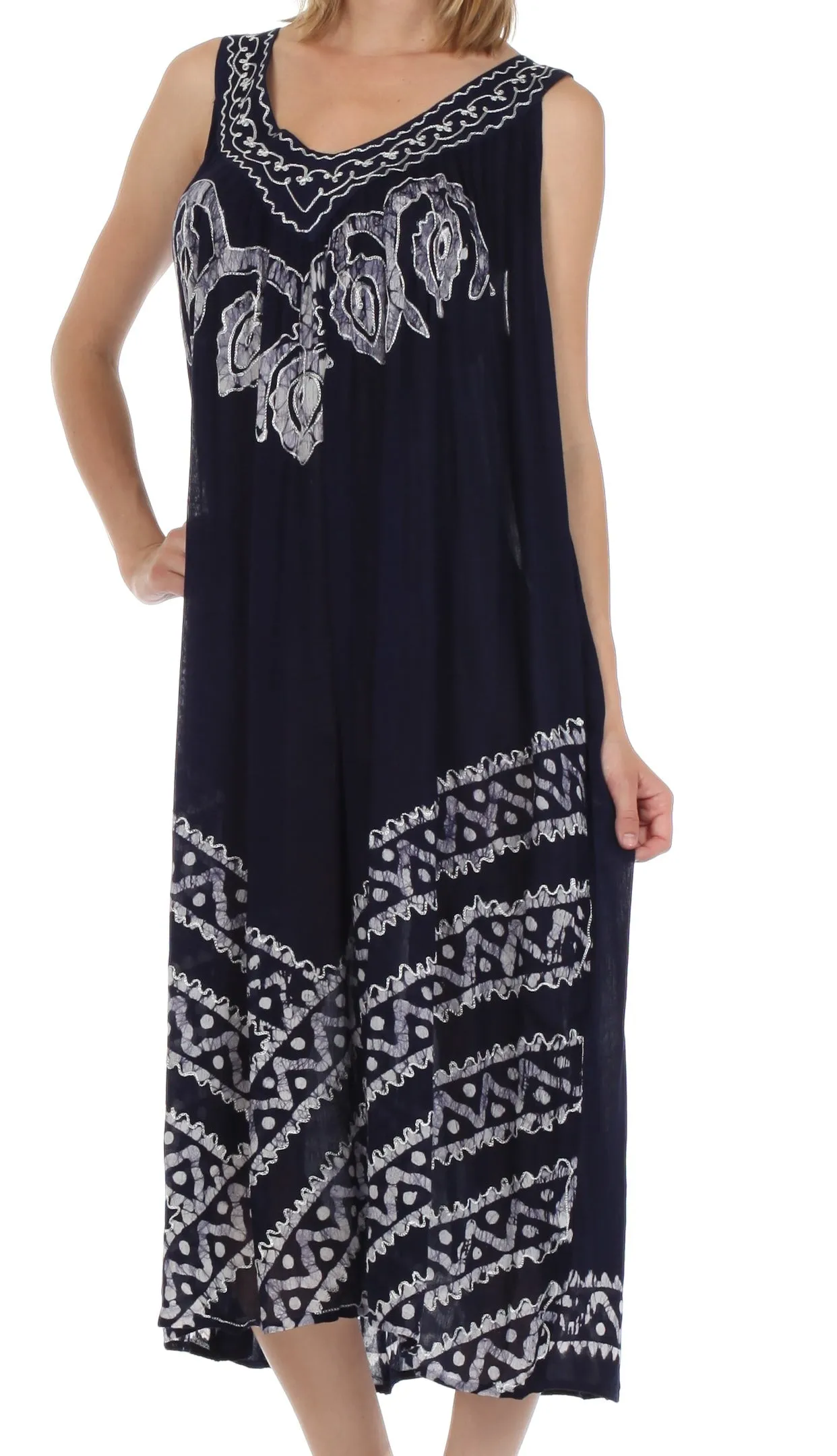 Sakkas Batik Stripe Sleeveless Caftan Dress