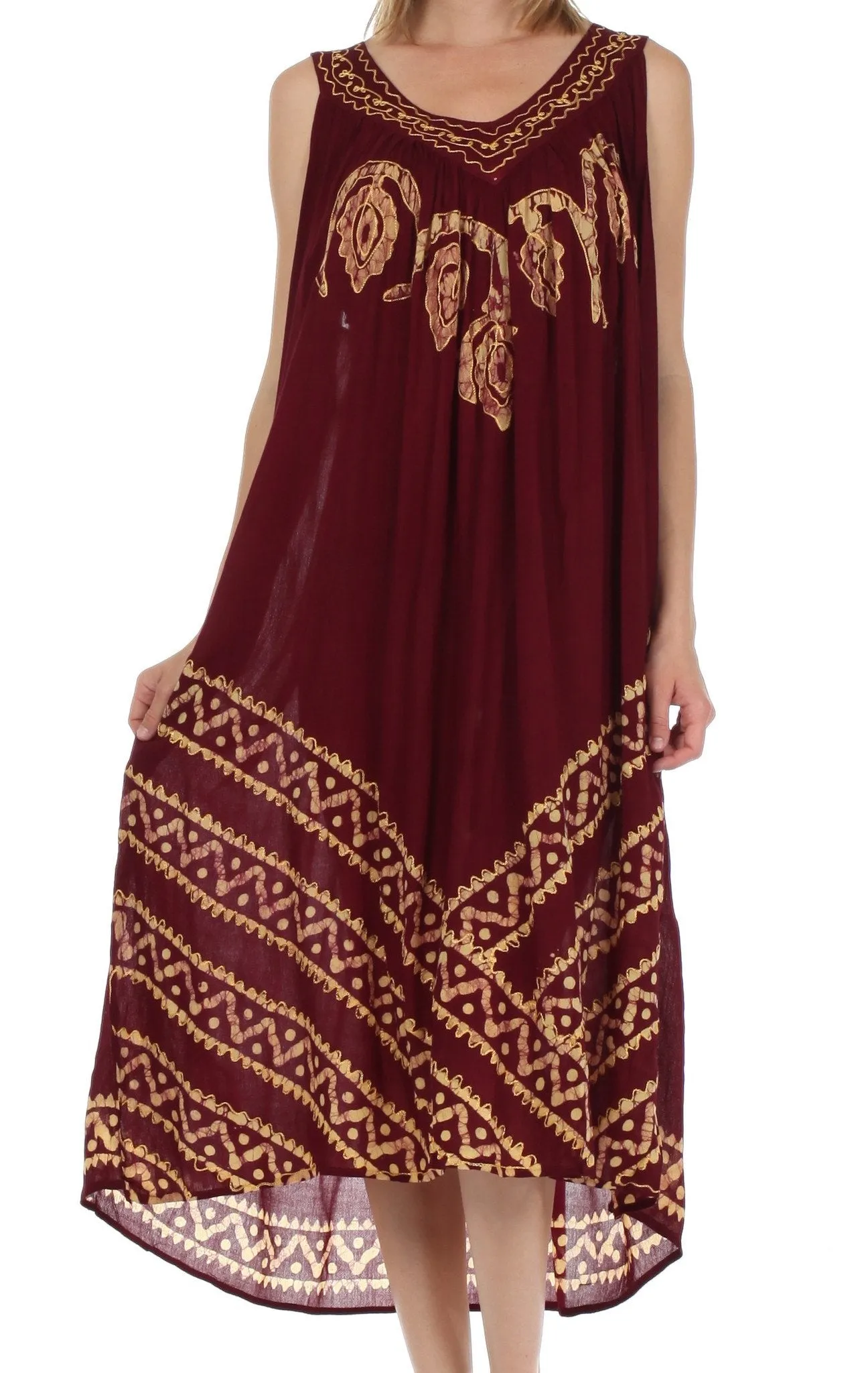 Sakkas Batik Stripe Sleeveless Caftan Dress