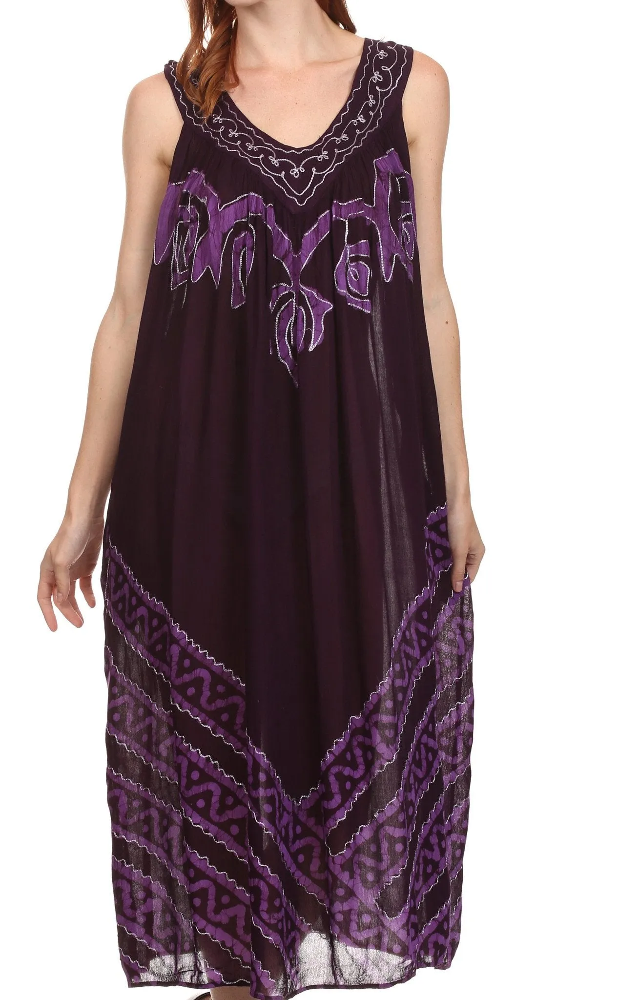 Sakkas Batik Stripe Sleeveless Caftan Dress