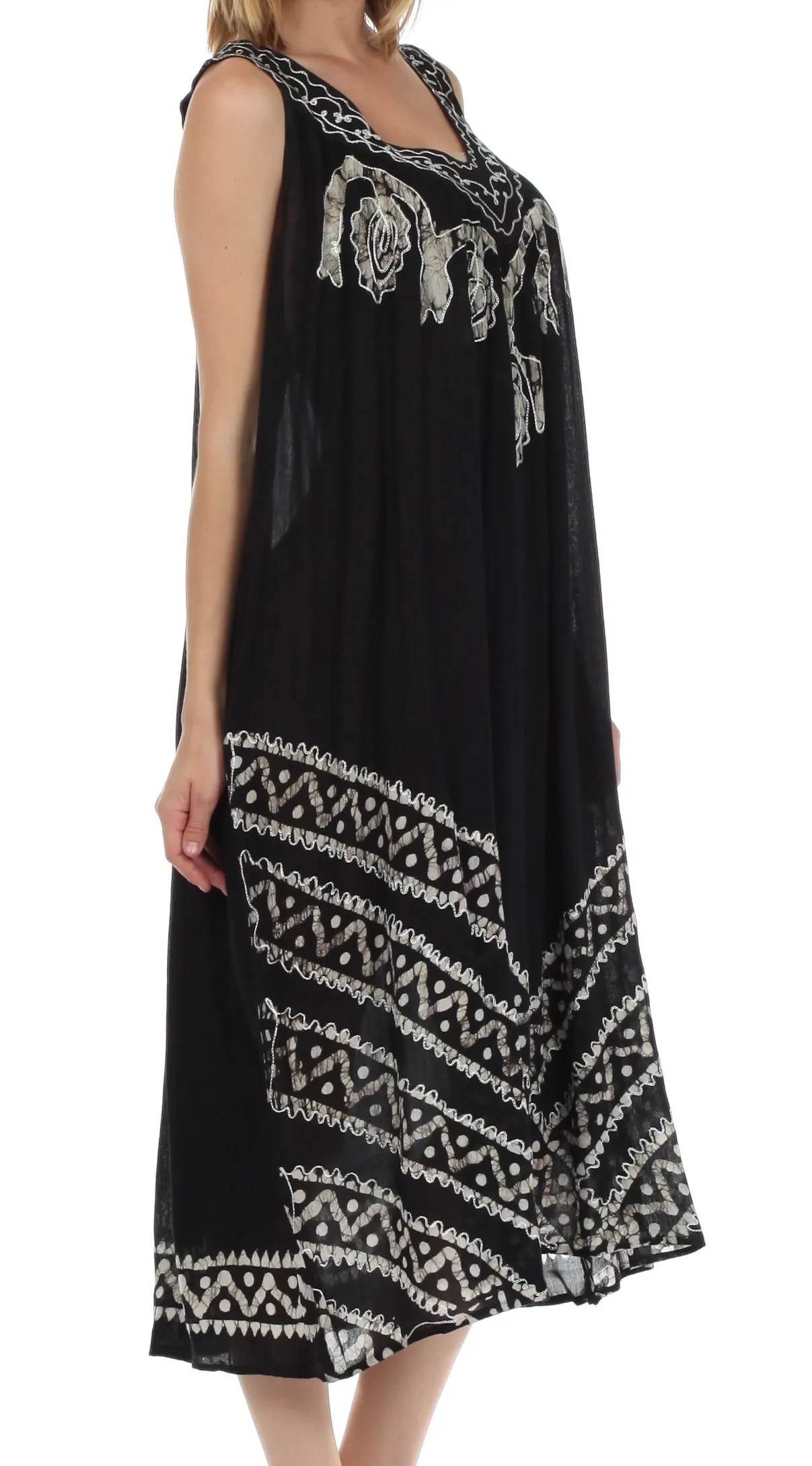 Sakkas Batik Stripe Sleeveless Caftan Dress