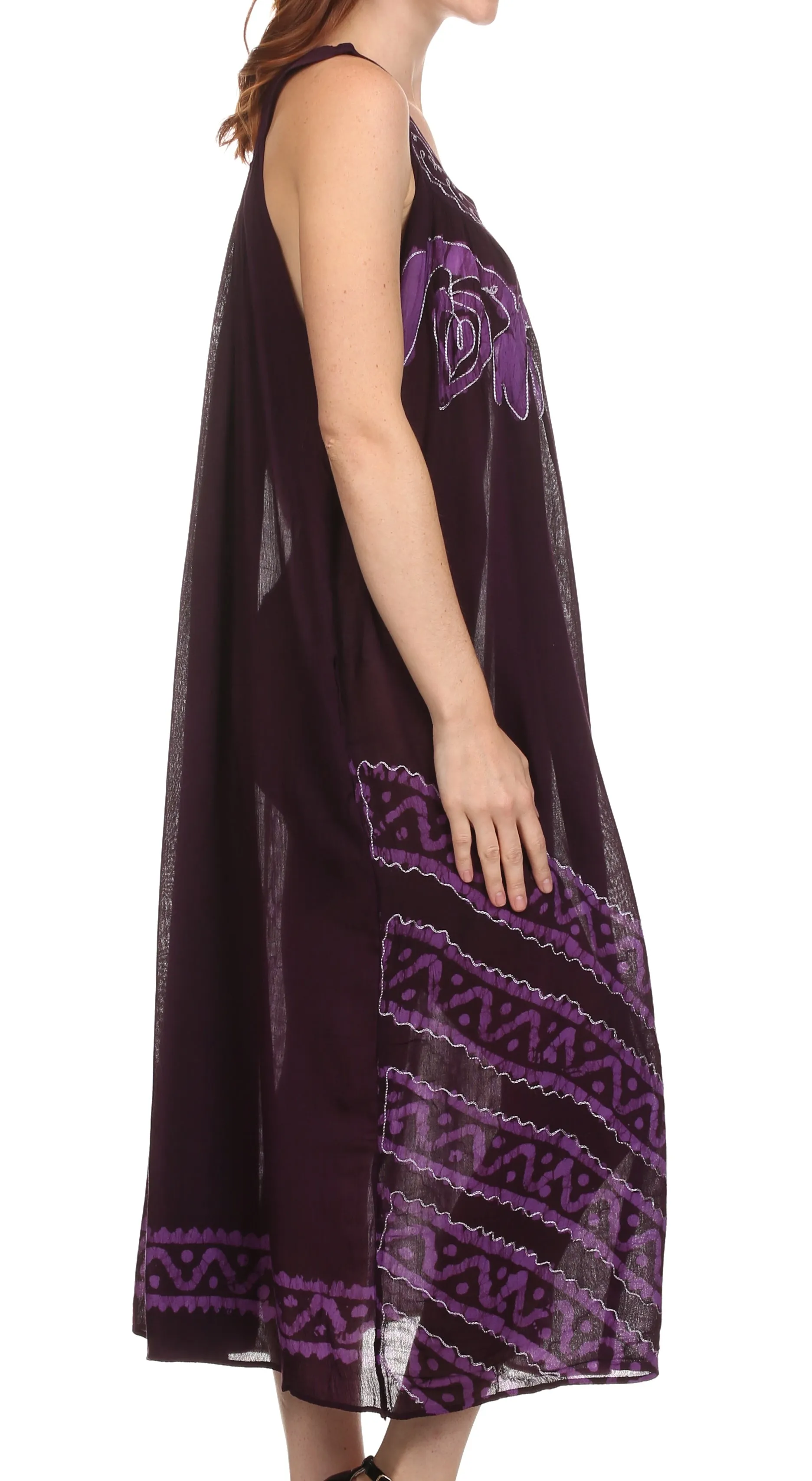 Sakkas Batik Stripe Sleeveless Caftan Dress