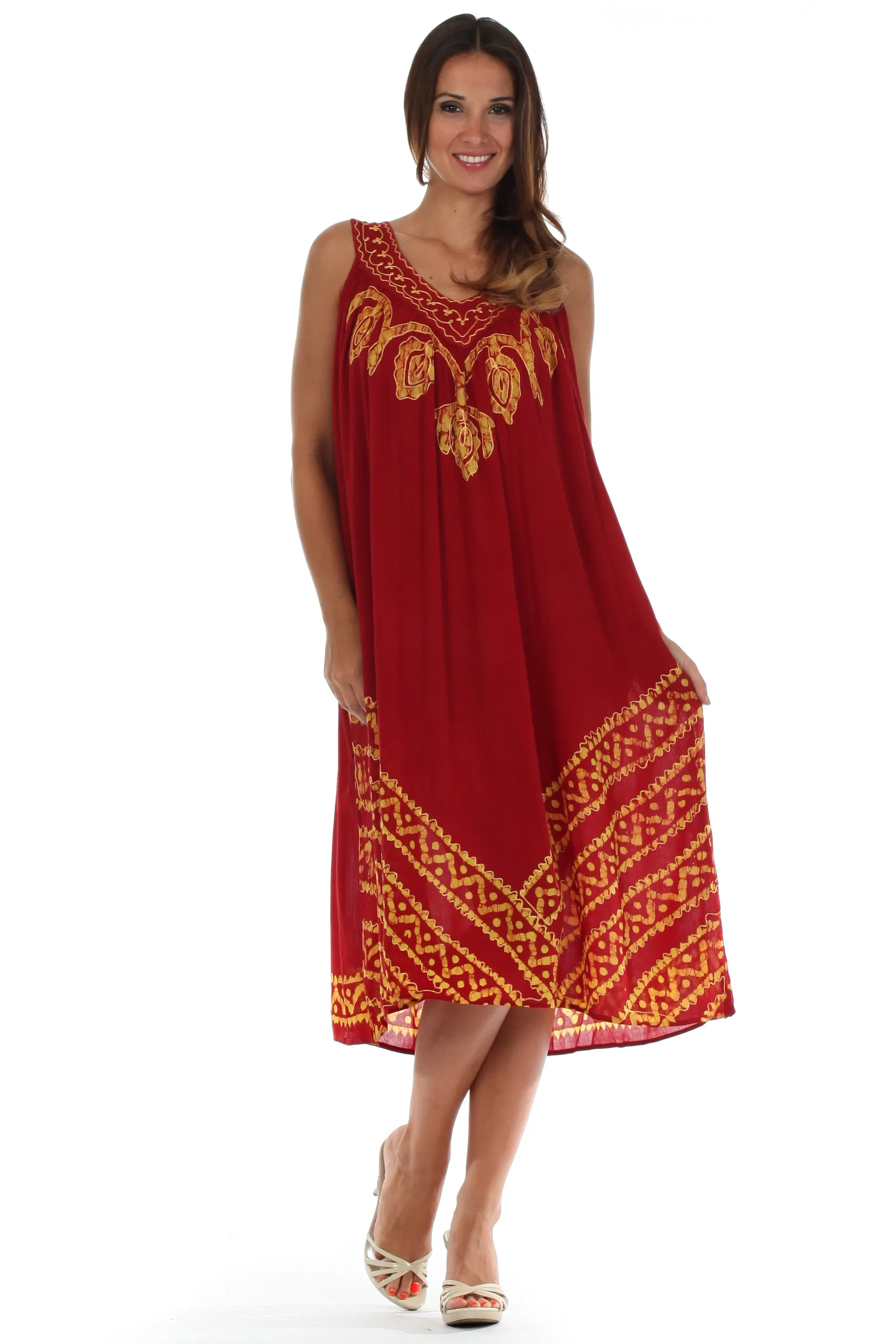 Sakkas Batik Stripe Sleeveless Caftan Dress