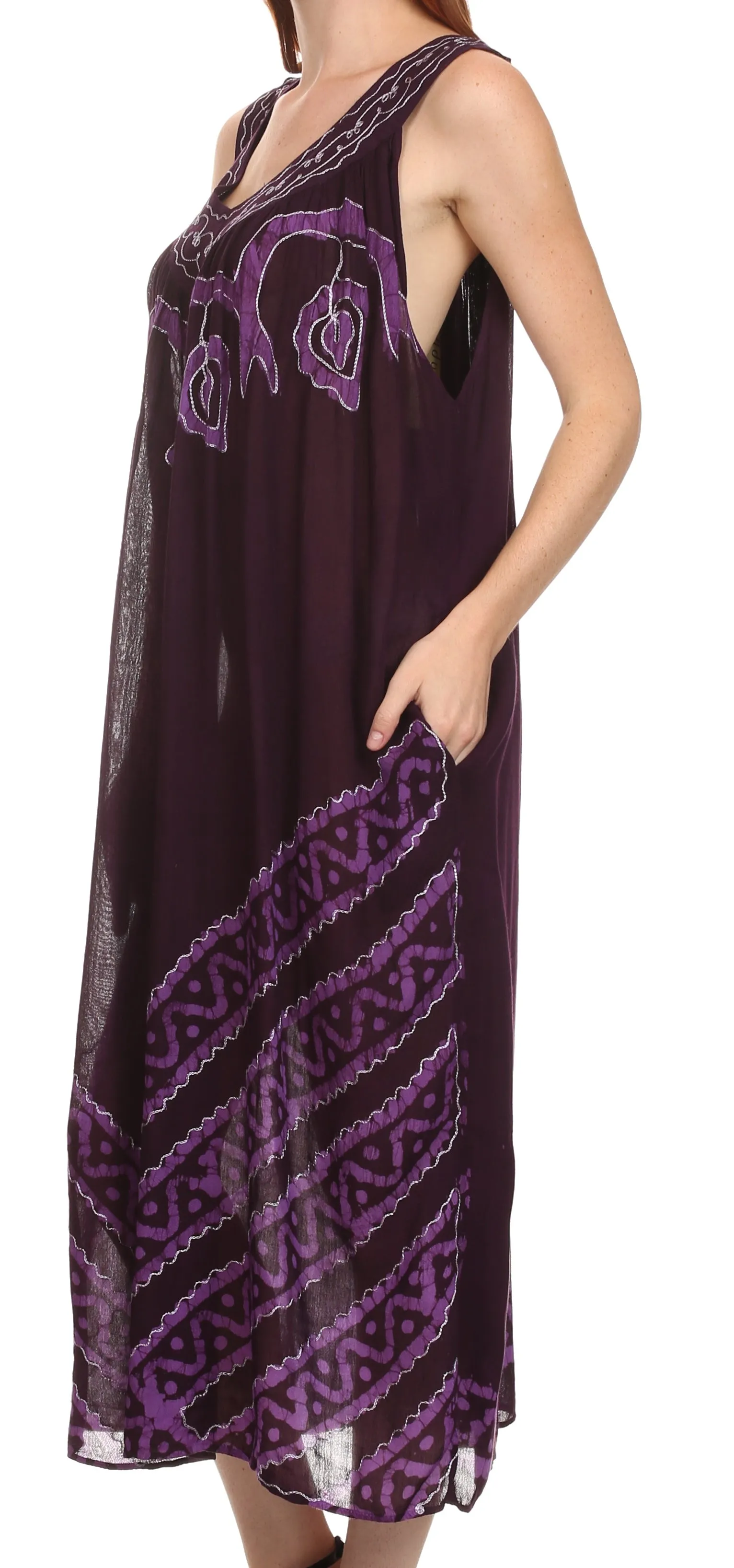 Sakkas Batik Stripe Sleeveless Caftan Dress