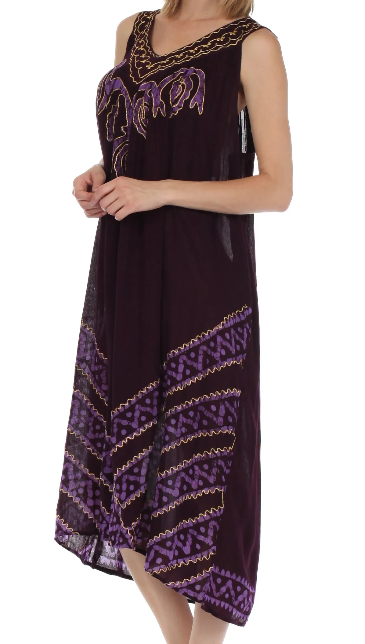 Sakkas Batik Stripe Sleeveless Caftan Dress