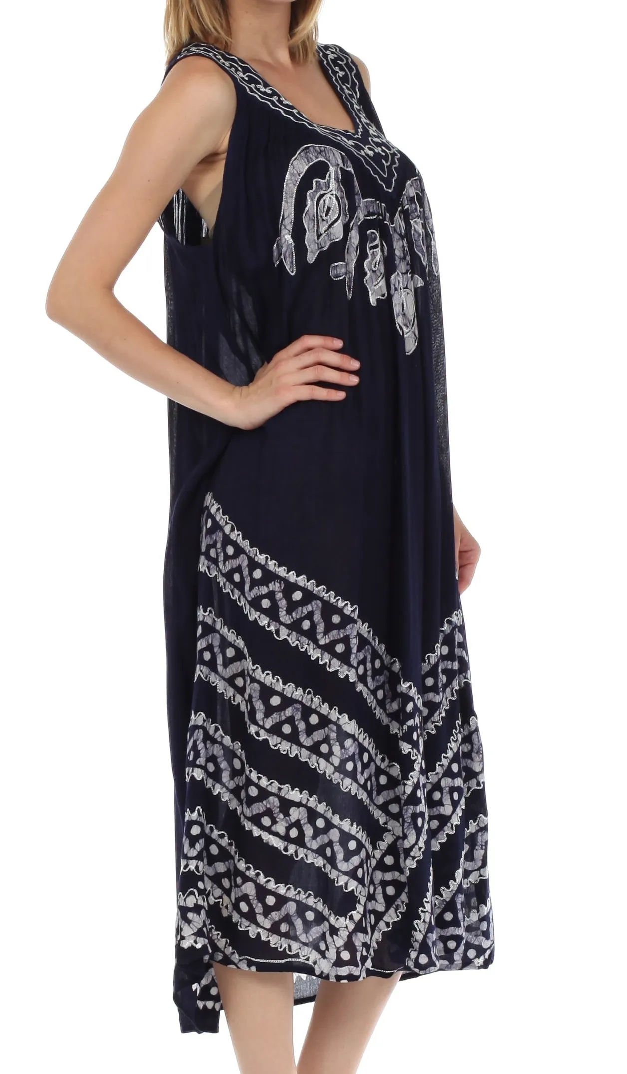 Sakkas Batik Stripe Sleeveless Caftan Dress