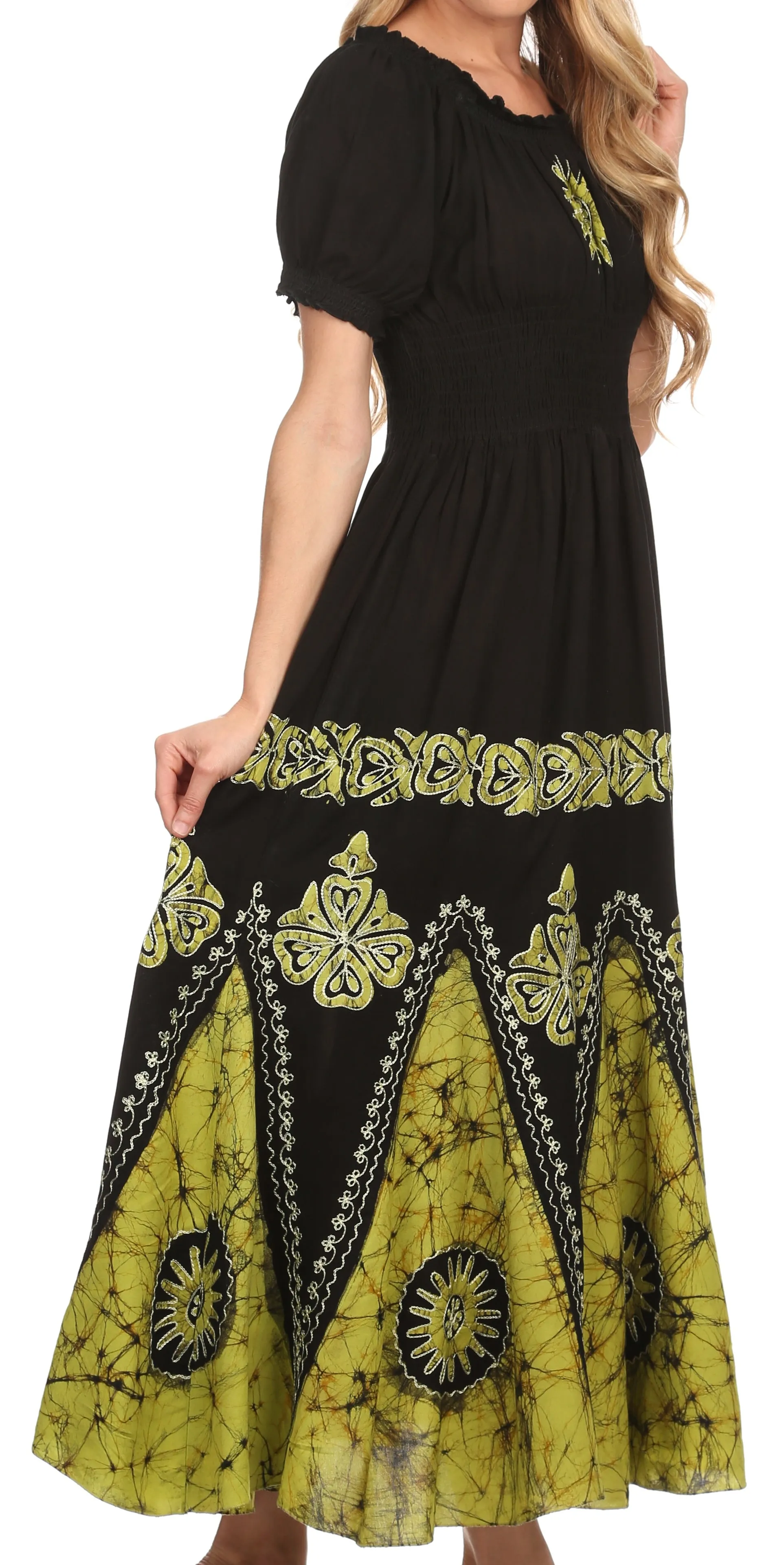 Sakkas Batik Sunshine Peasant Dress