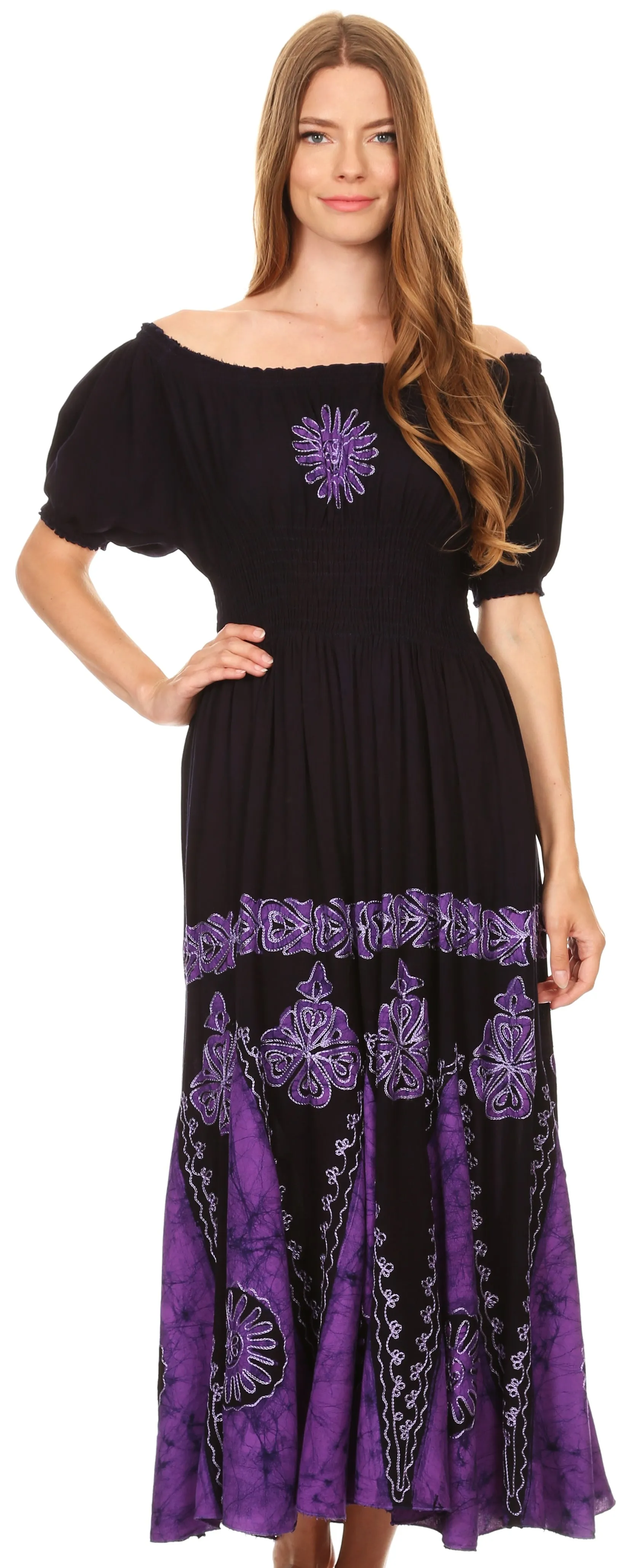 Sakkas Batik Sunshine Peasant Dress