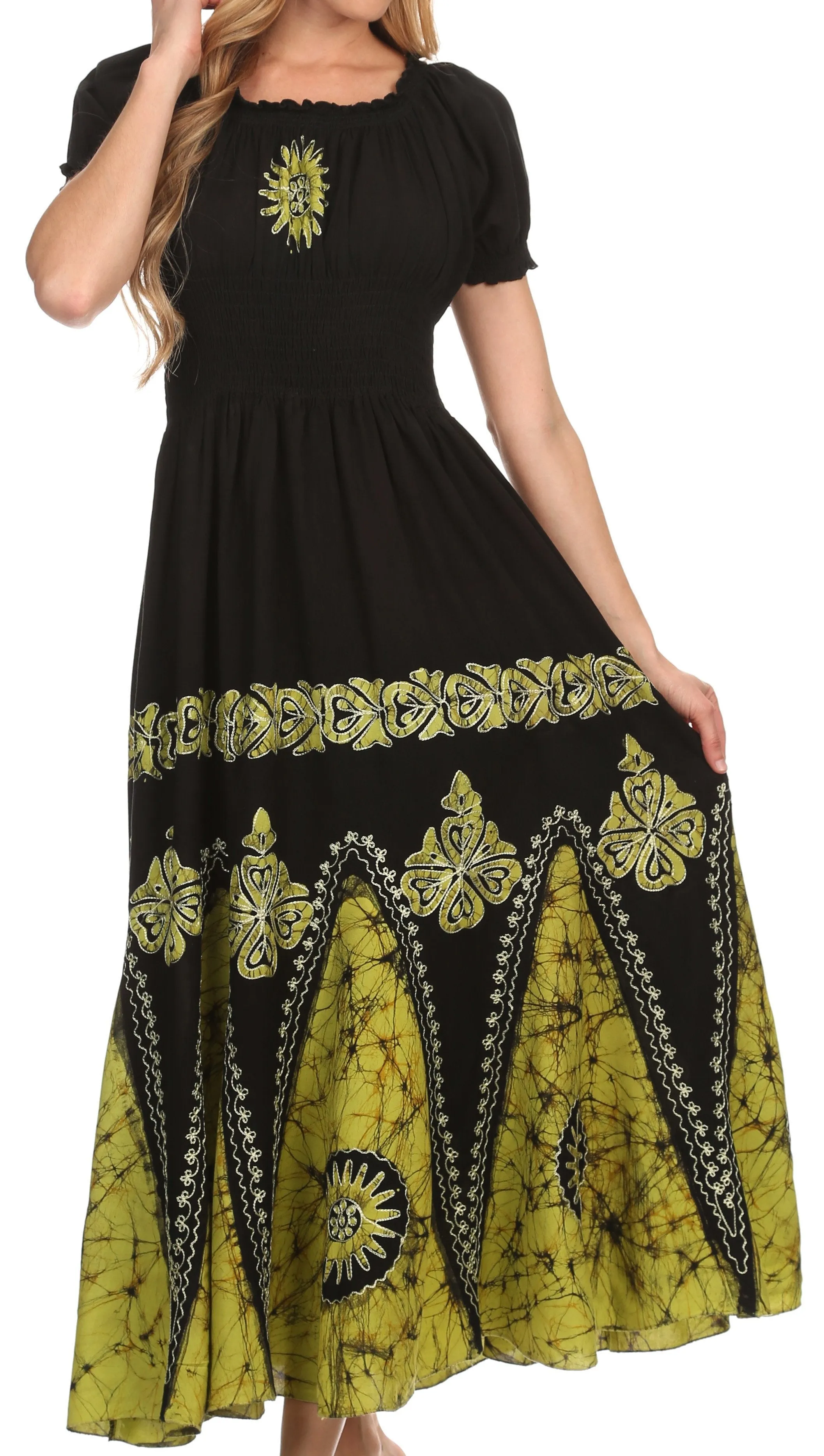 Sakkas Batik Sunshine Peasant Dress