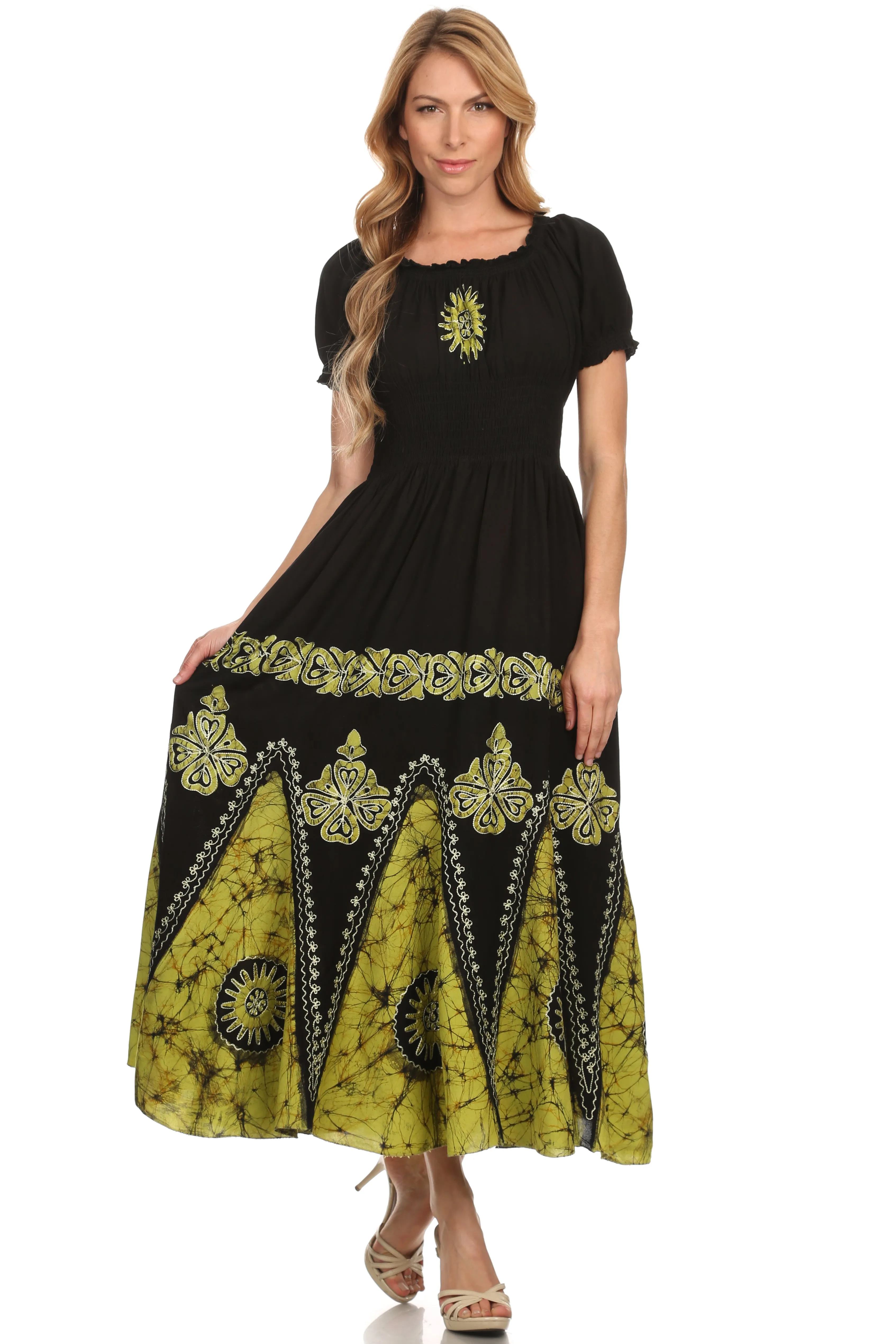 Sakkas Batik Sunshine Peasant Dress