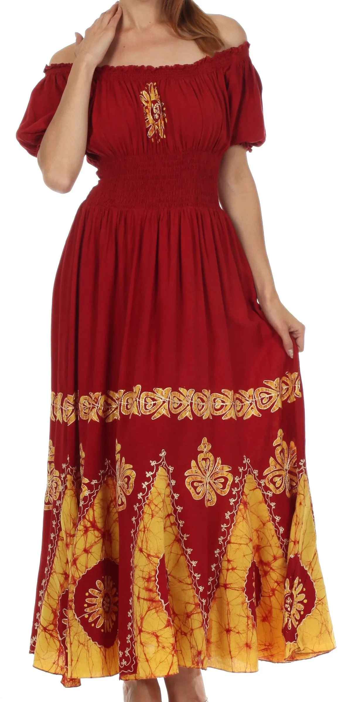 Sakkas Batik Sunshine Peasant Dress