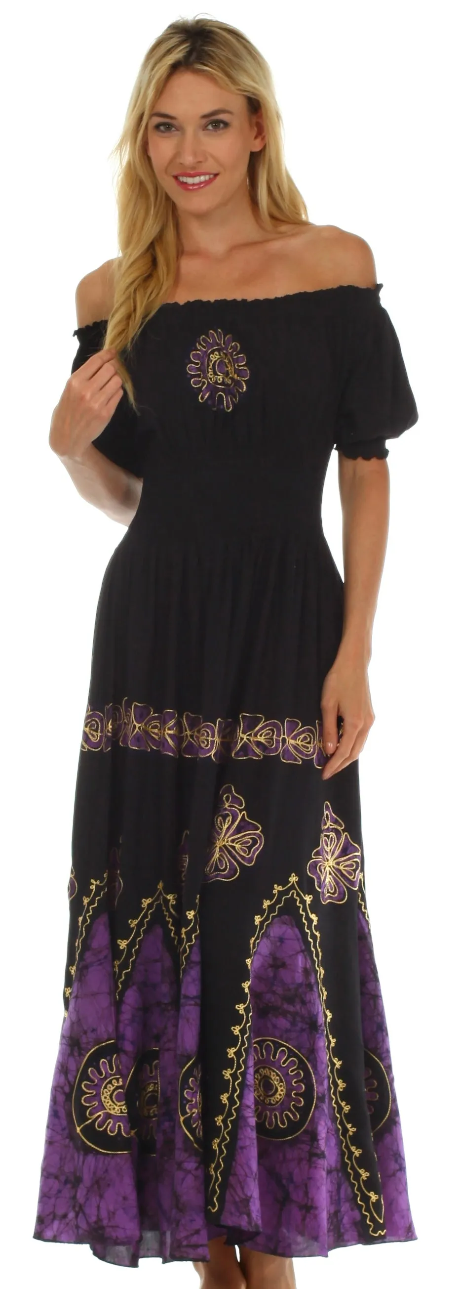 Sakkas Batik Sunshine Peasant Dress