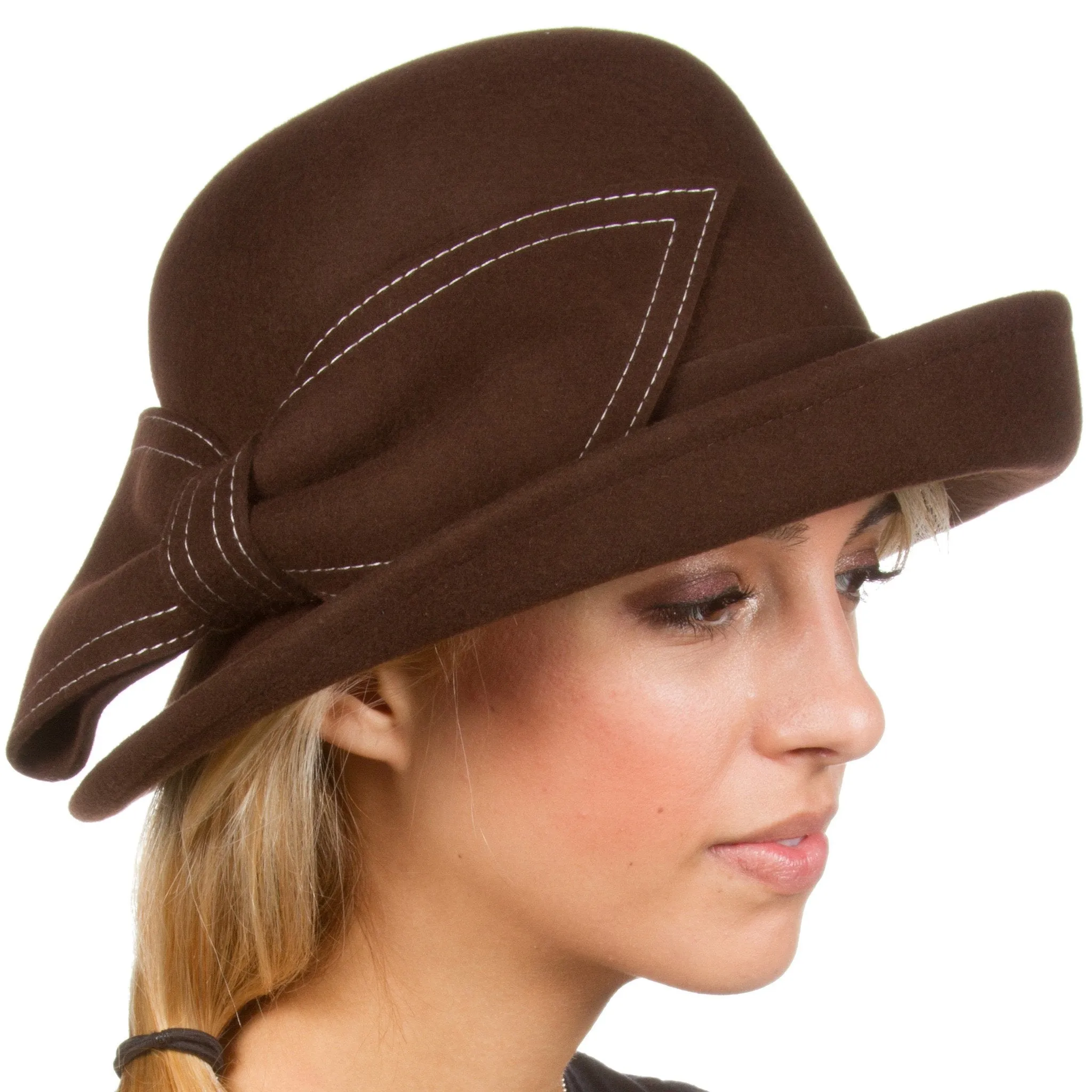 Sakkas Bobbi Vintage Style Wool Cloche Bell Derby Hat