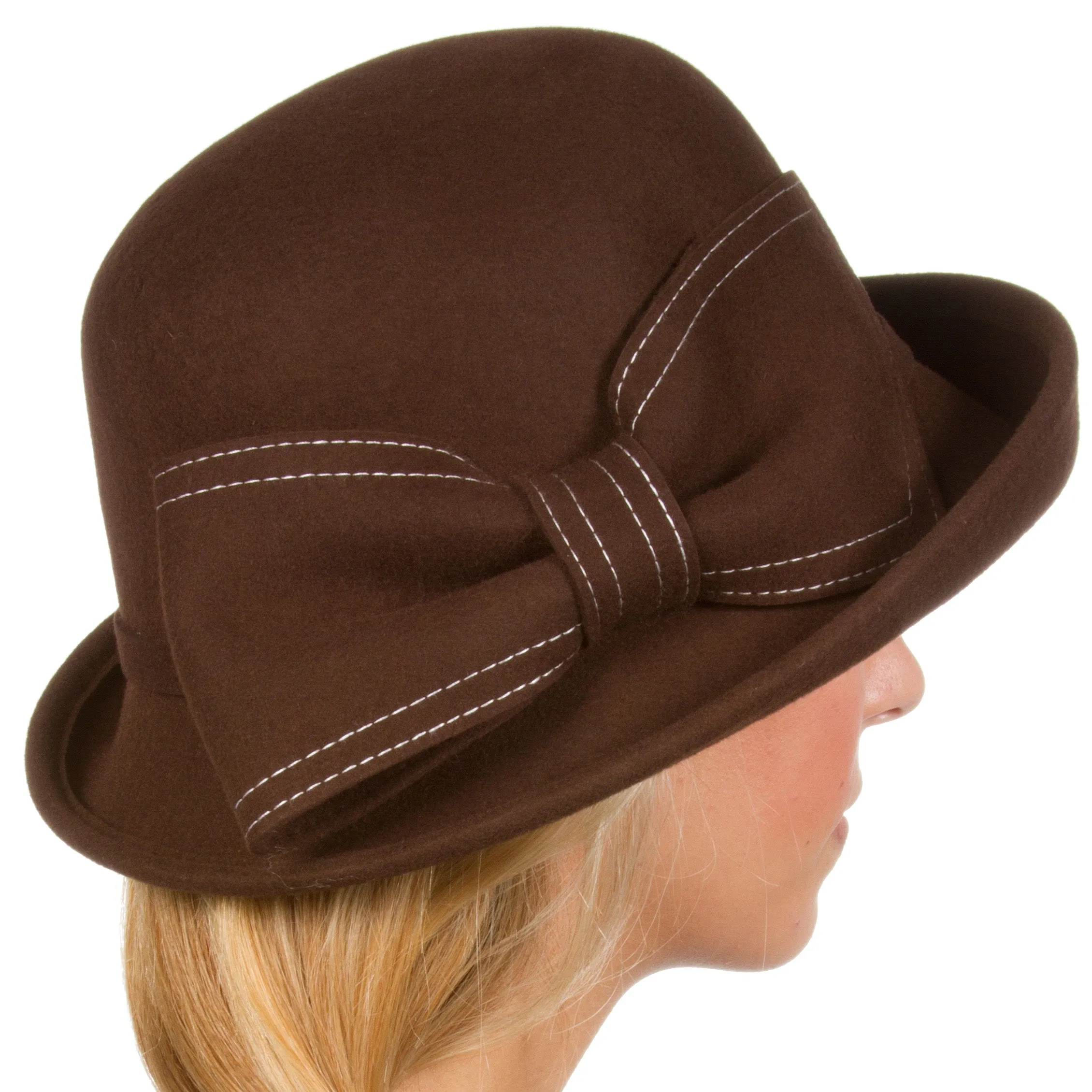 Sakkas Bobbi Vintage Style Wool Cloche Bell Derby Hat