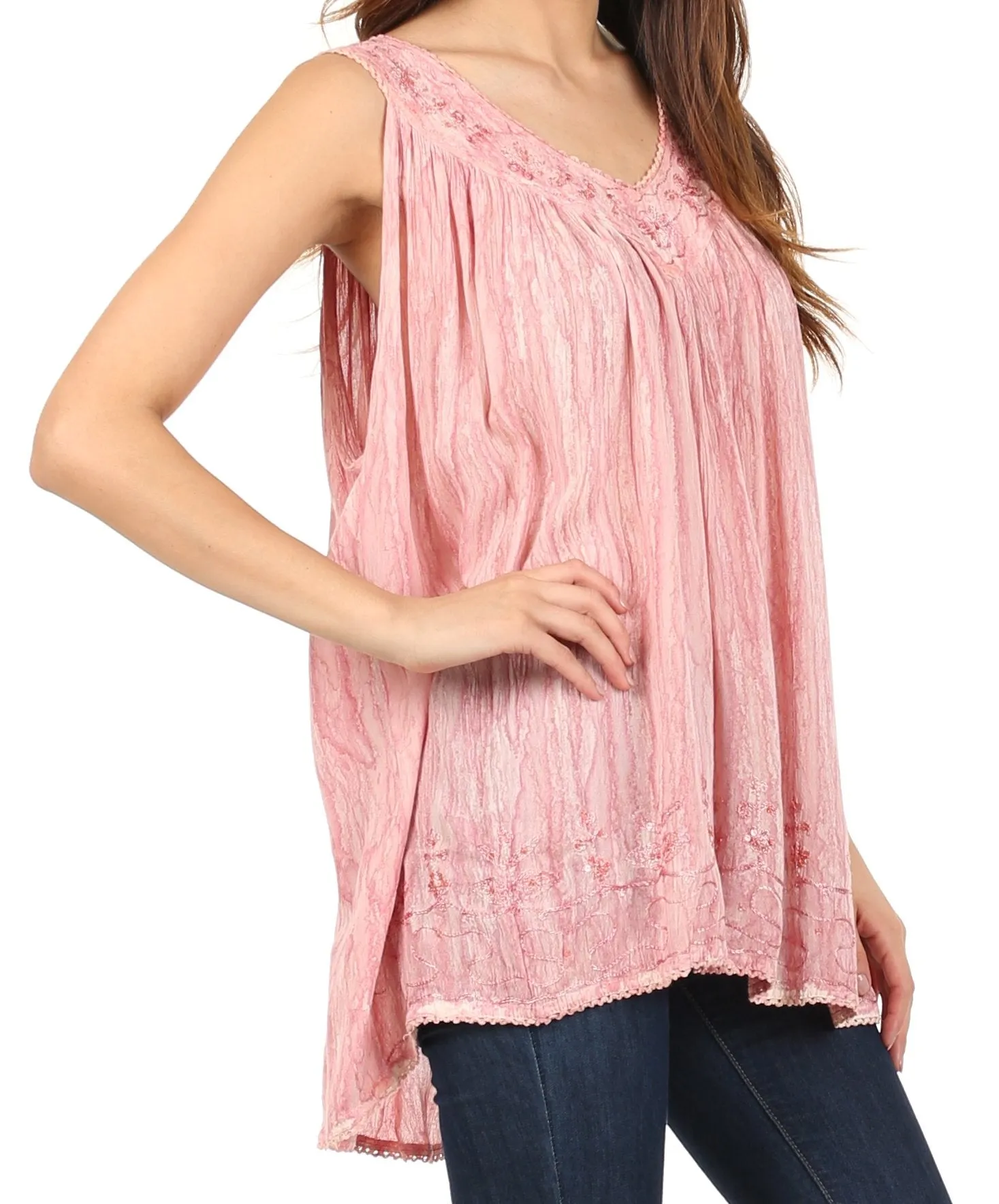 Sakkas Boho Love Sleeveless Blouse