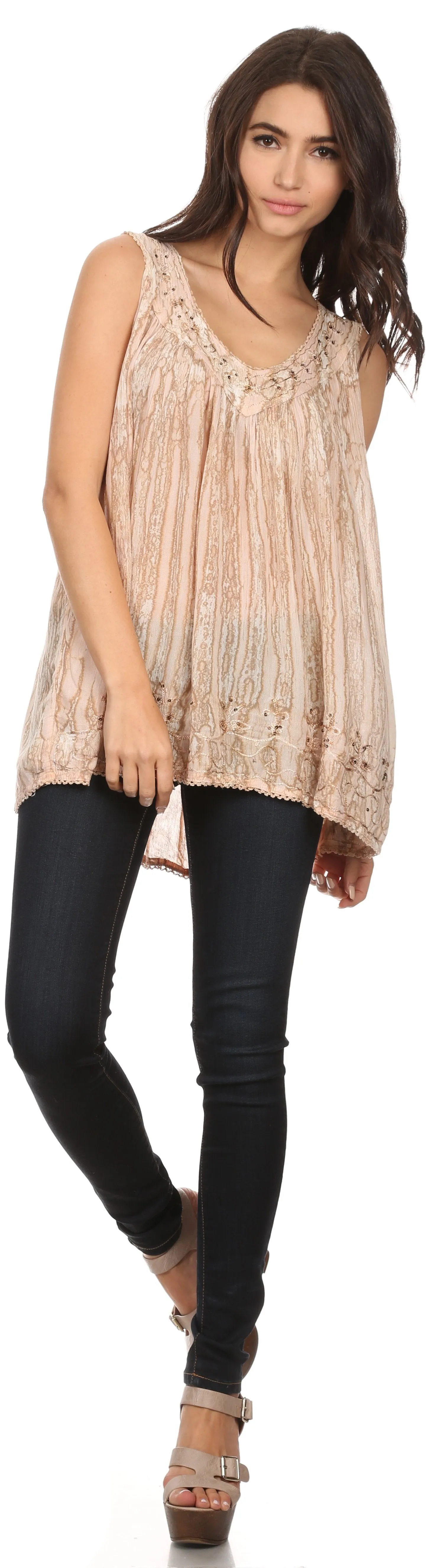 Sakkas Boho Love Sleeveless Blouse