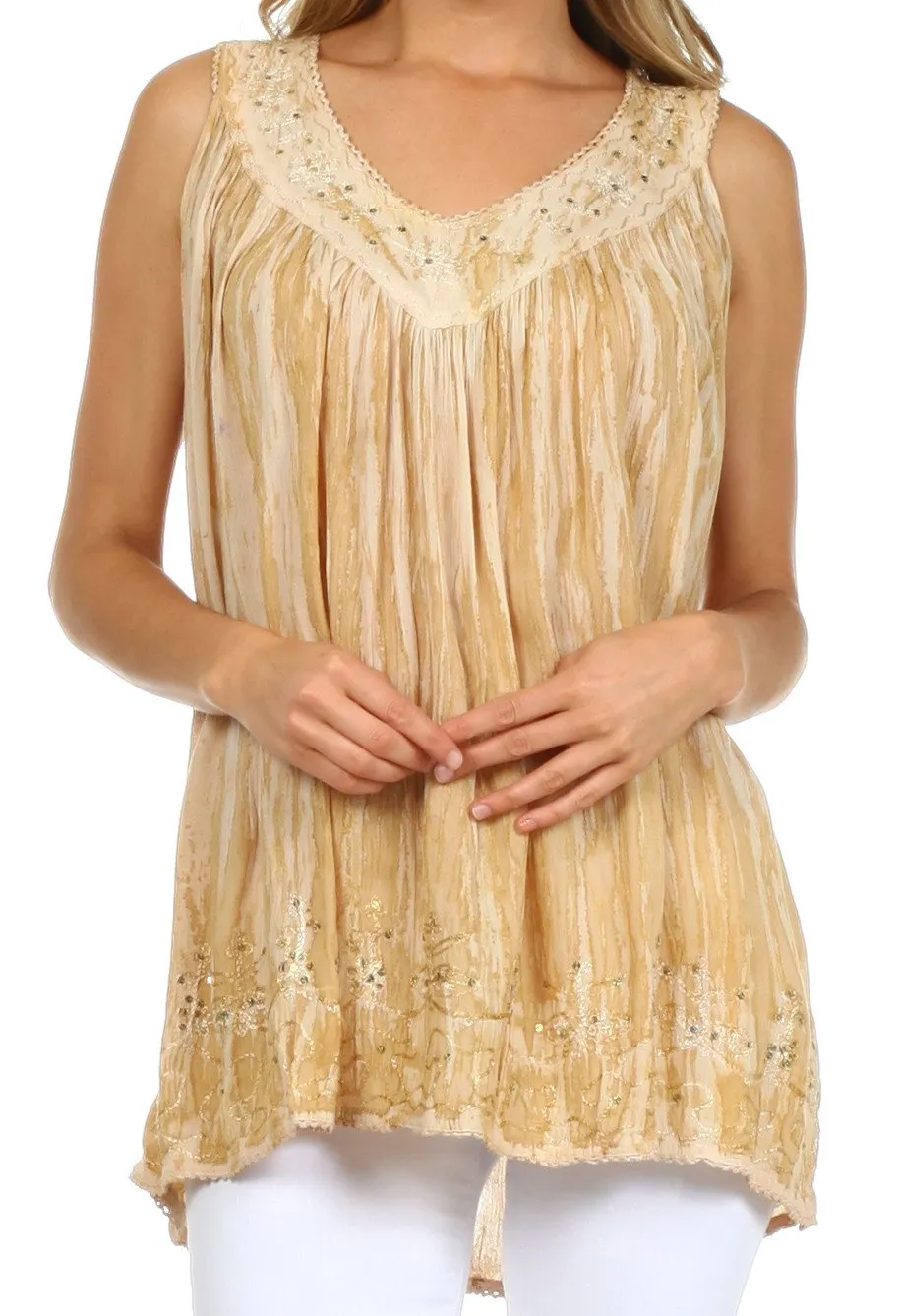 Sakkas Boho Love Sleeveless Blouse