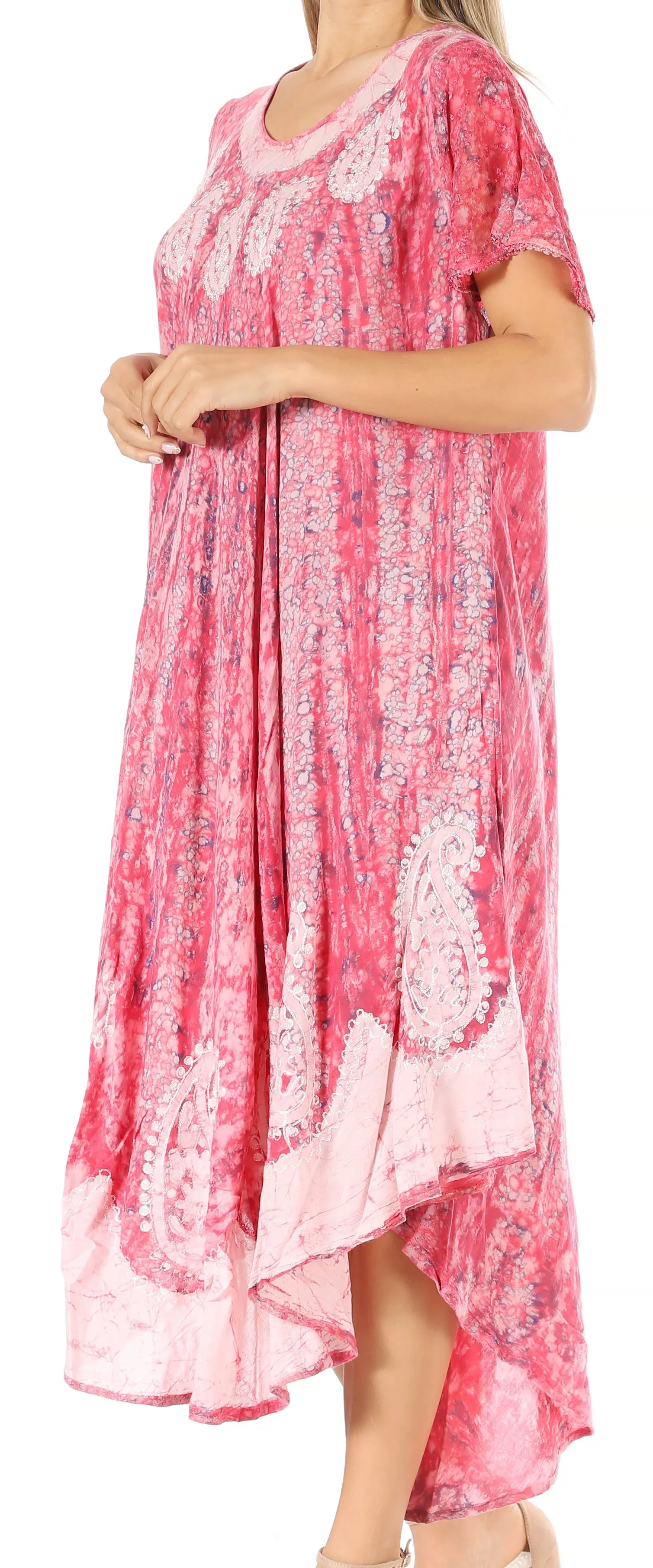 Sakkas  Bree Long Embroidered Cap Sleeve Marbled Dress