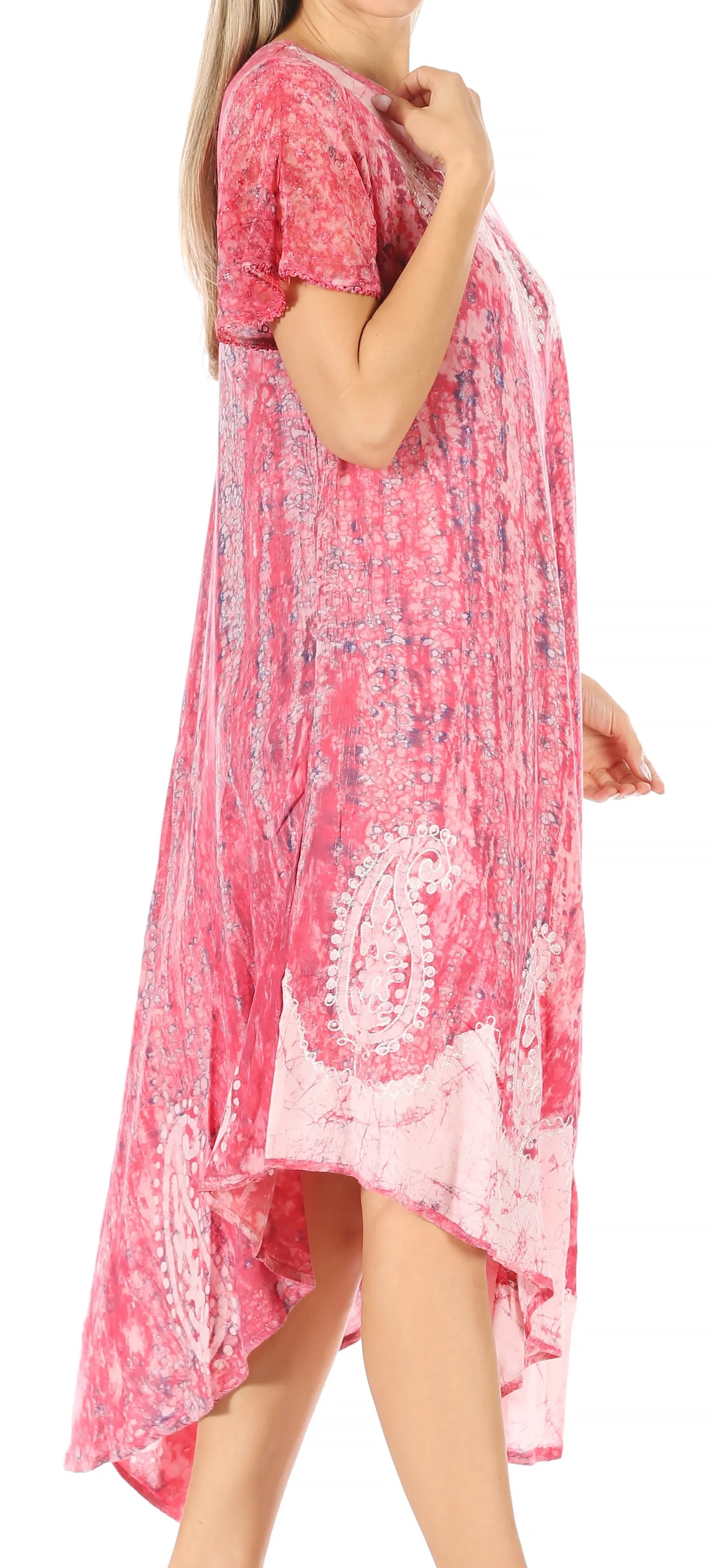 Sakkas  Bree Long Embroidered Cap Sleeve Marbled Dress