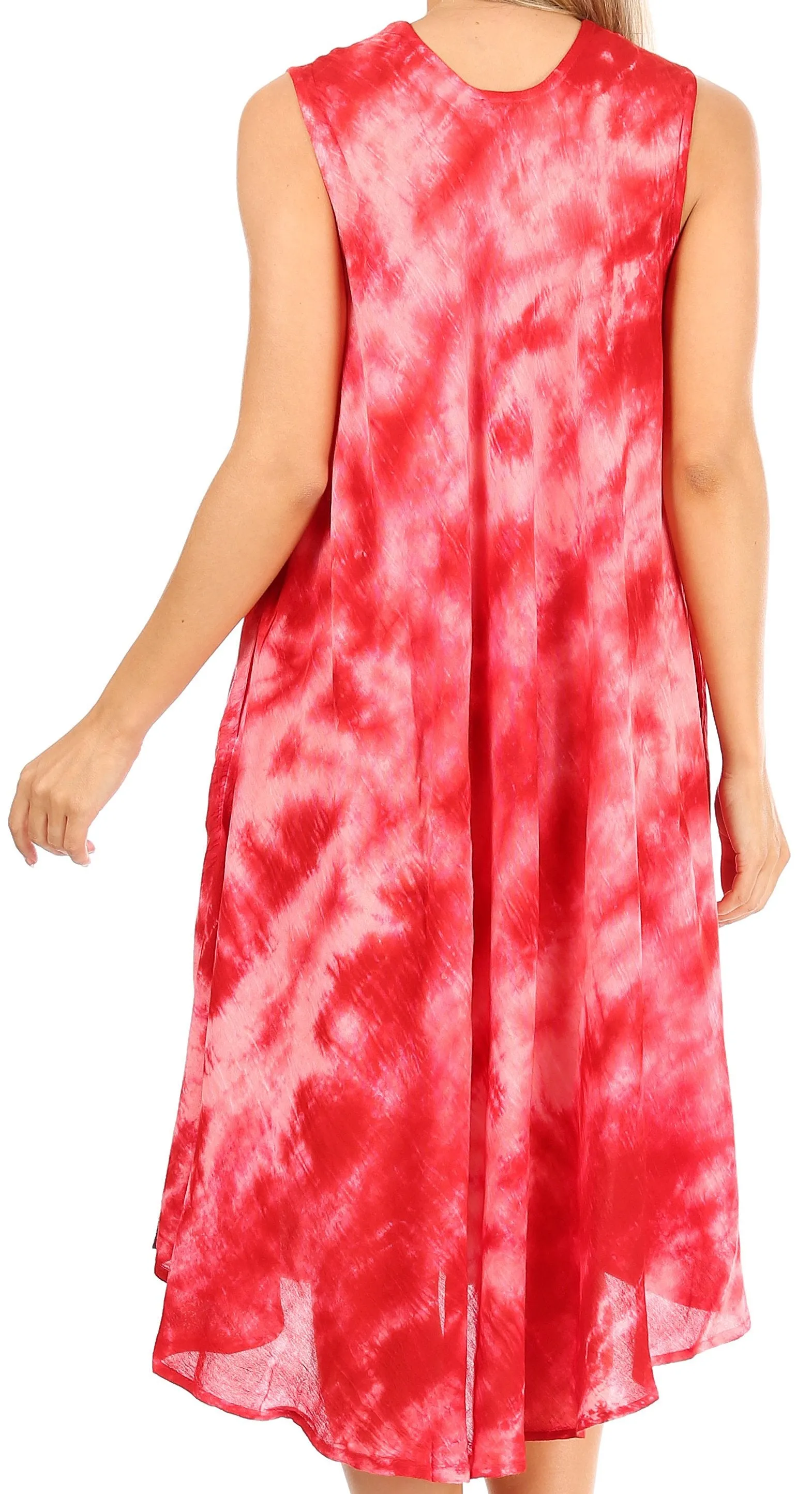 Sakkas Butterfly Tie Dye Tank Sheath Caftan Mid Length Dress