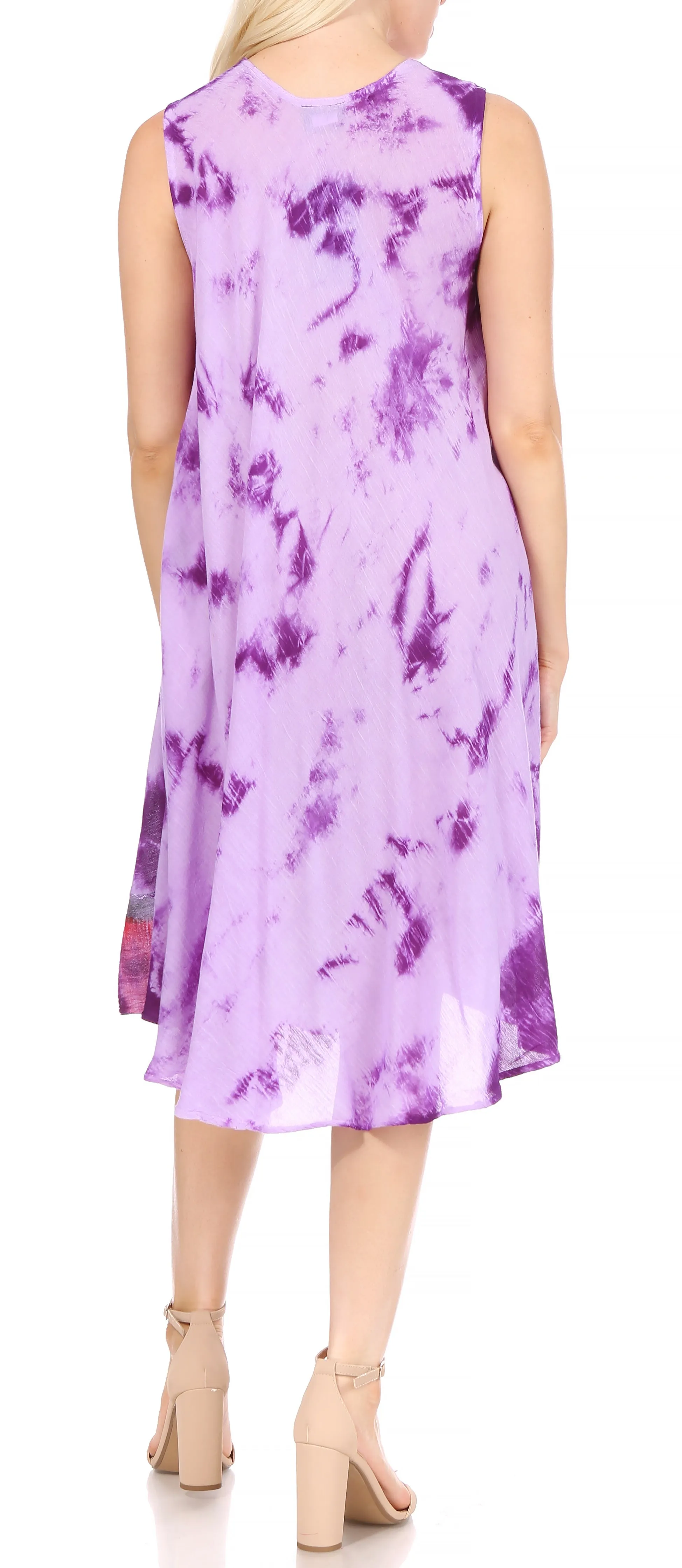 Sakkas Butterfly Tie Dye Tank Sheath Caftan Mid Length Dress