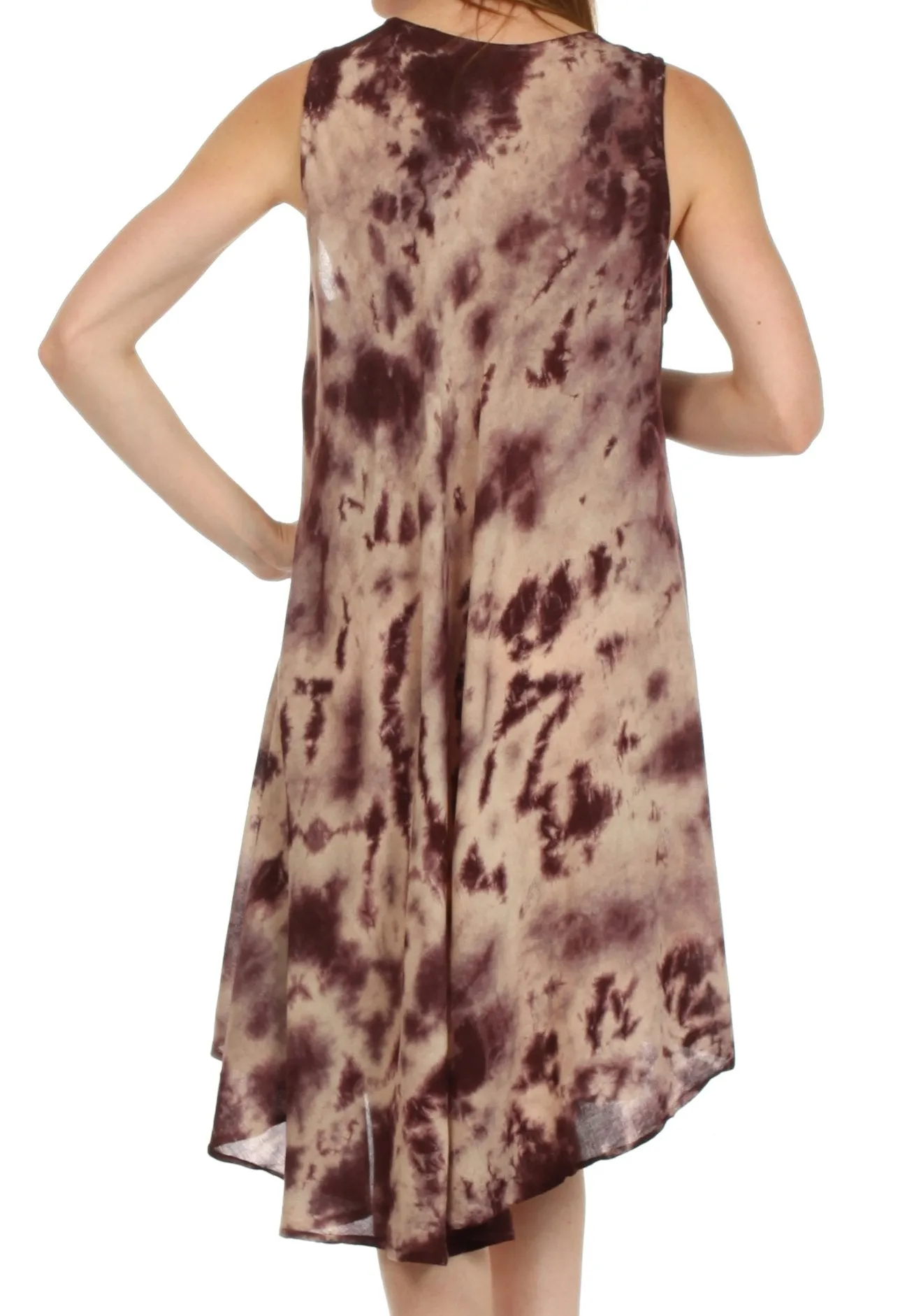 Sakkas Butterfly Tie Dye Tank Sheath Caftan Mid Length Dress