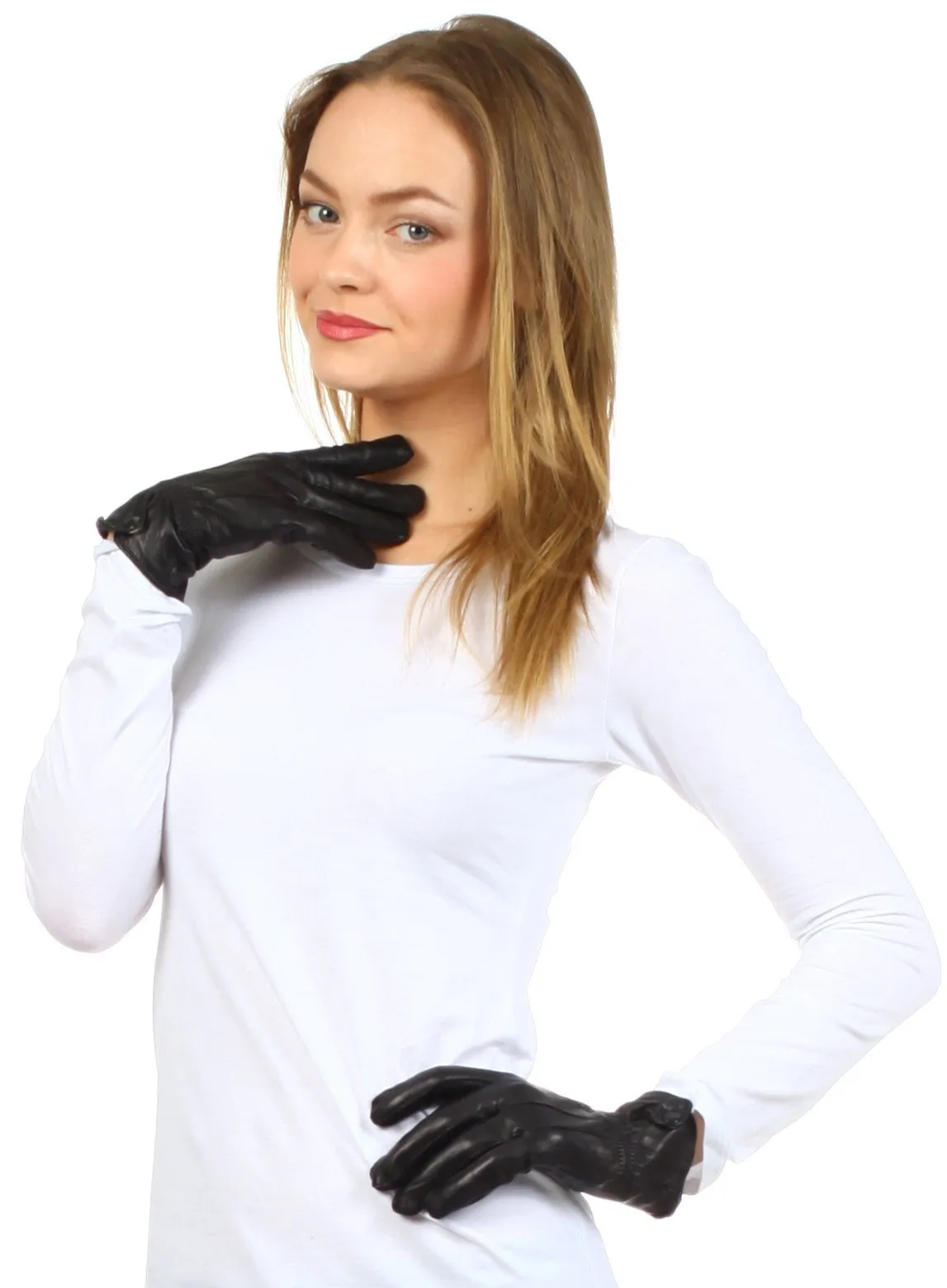 Sakkas Classic Leather Plush Lined Driving Gloves