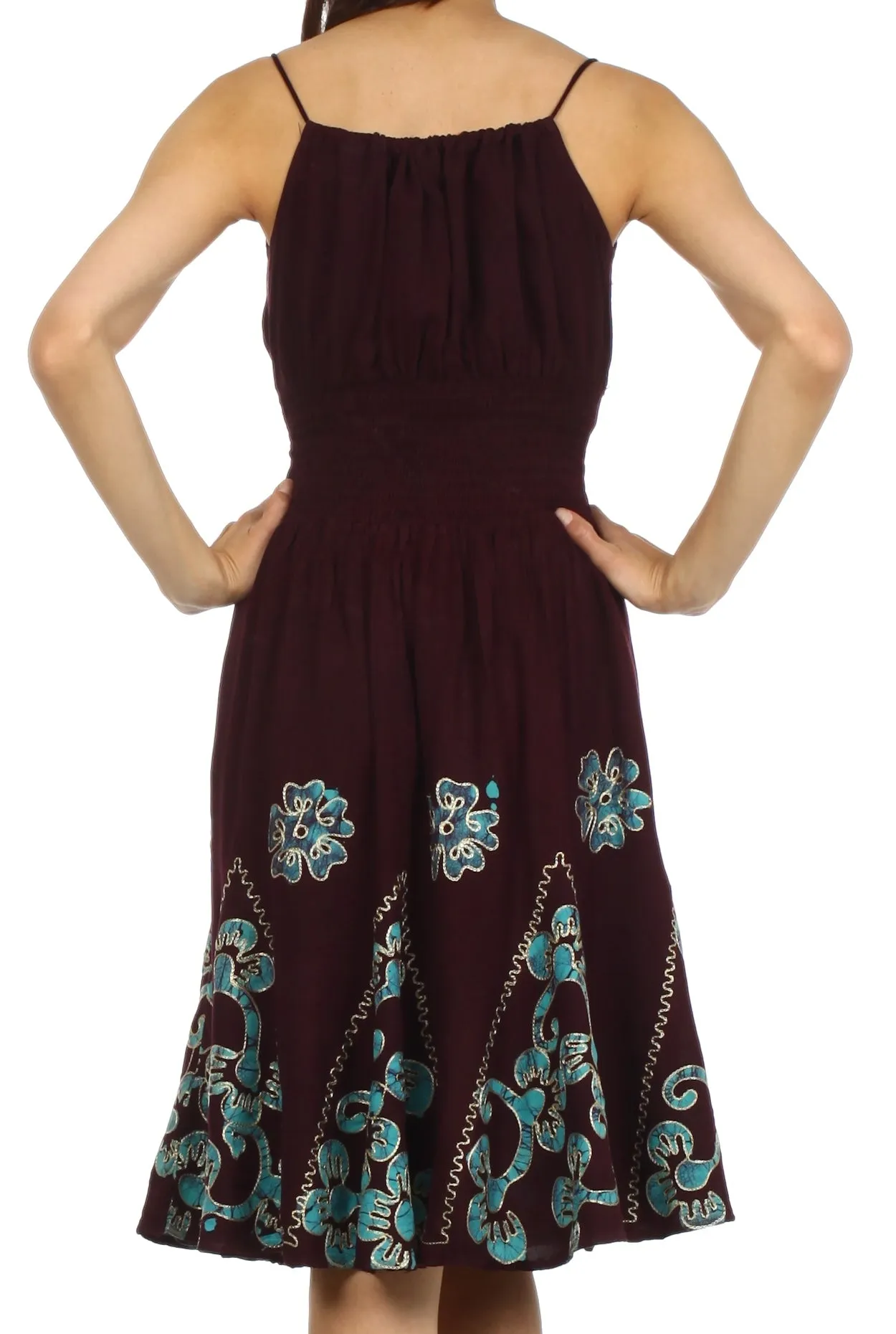 Sakkas Dharini Batik Smocked Empire Waist Dress