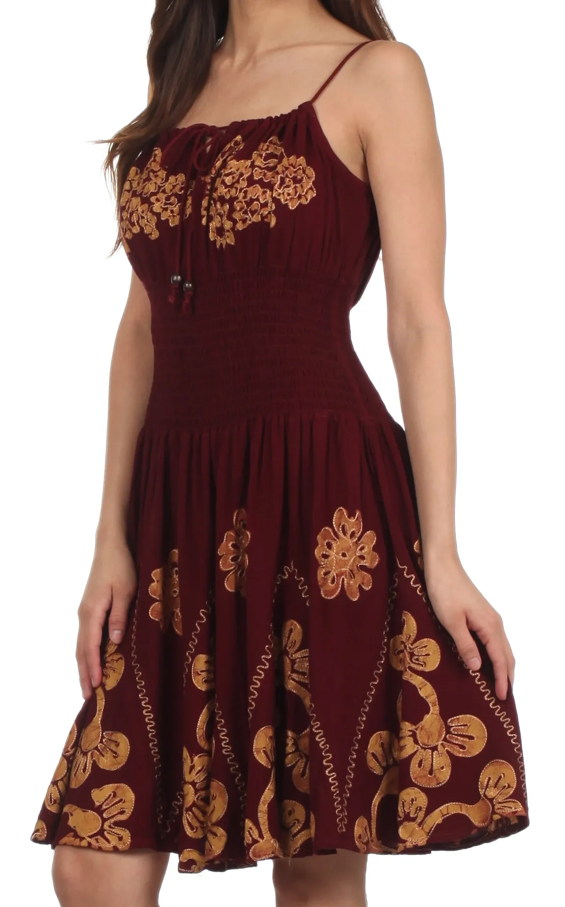 Sakkas Dharini Batik Smocked Empire Waist Dress