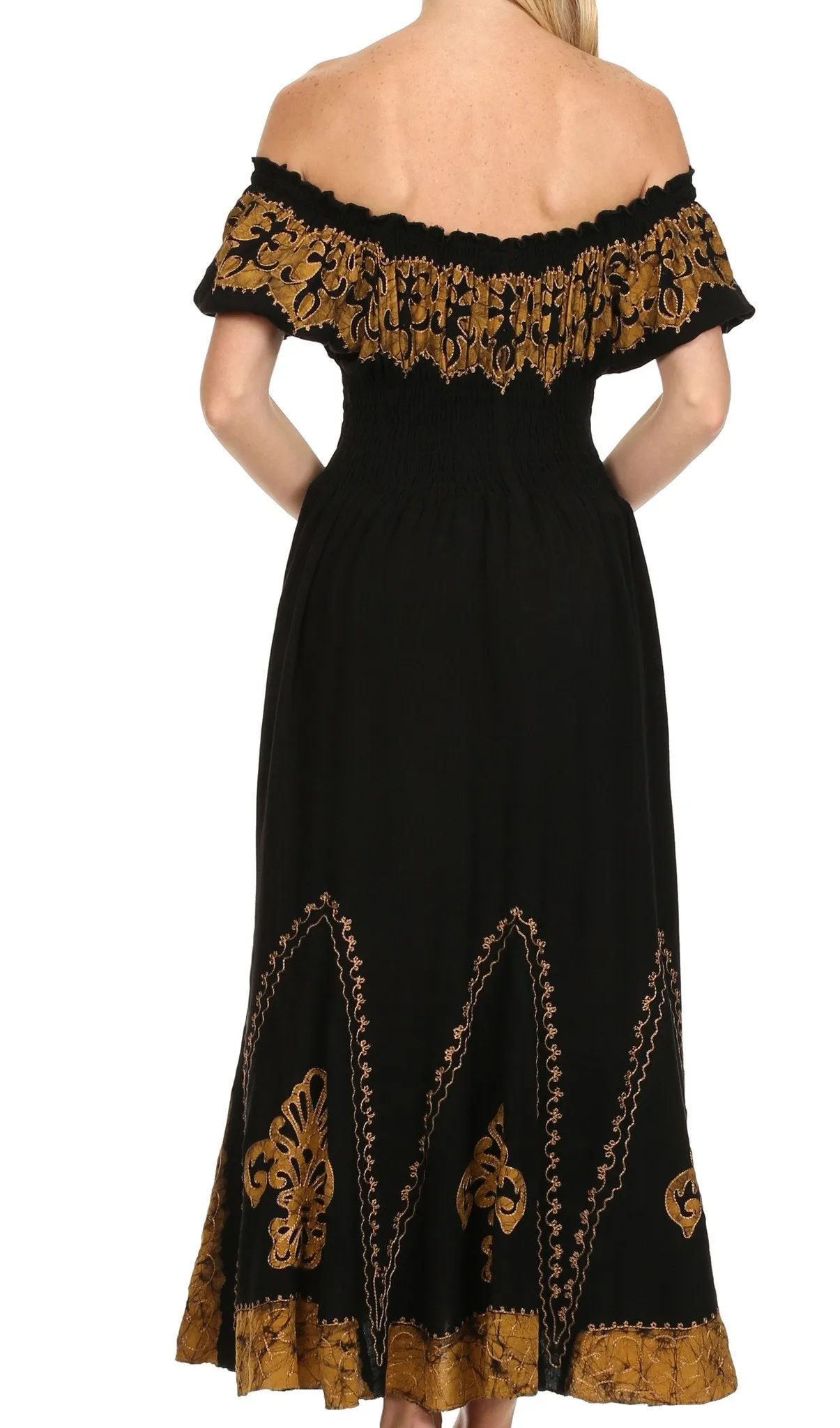 Sakkas Elizabeth Batik Embroidered Peasant Dress