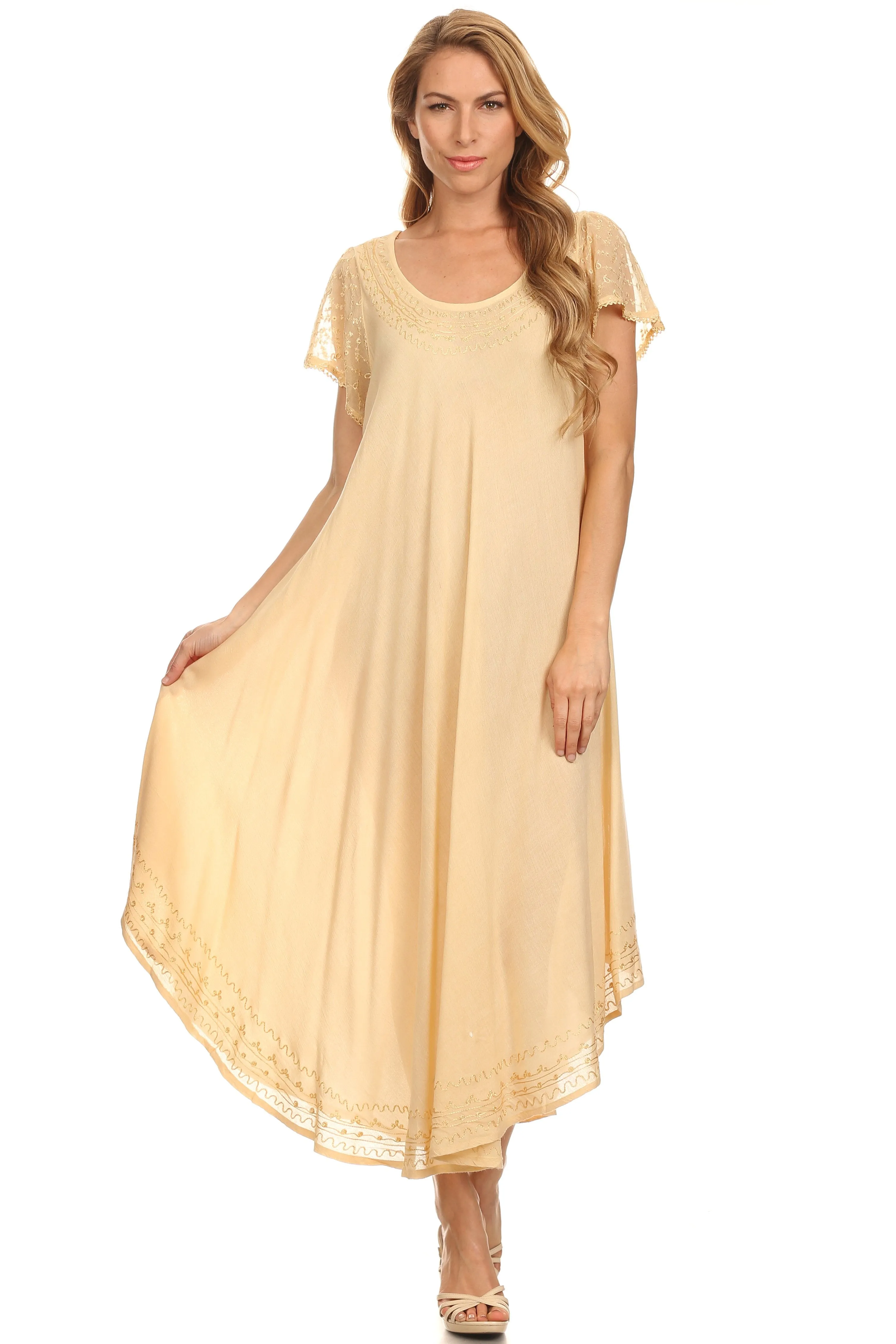 Sakkas Everyday Essentials Cap Sleeve Caftan Dress / Cover Up