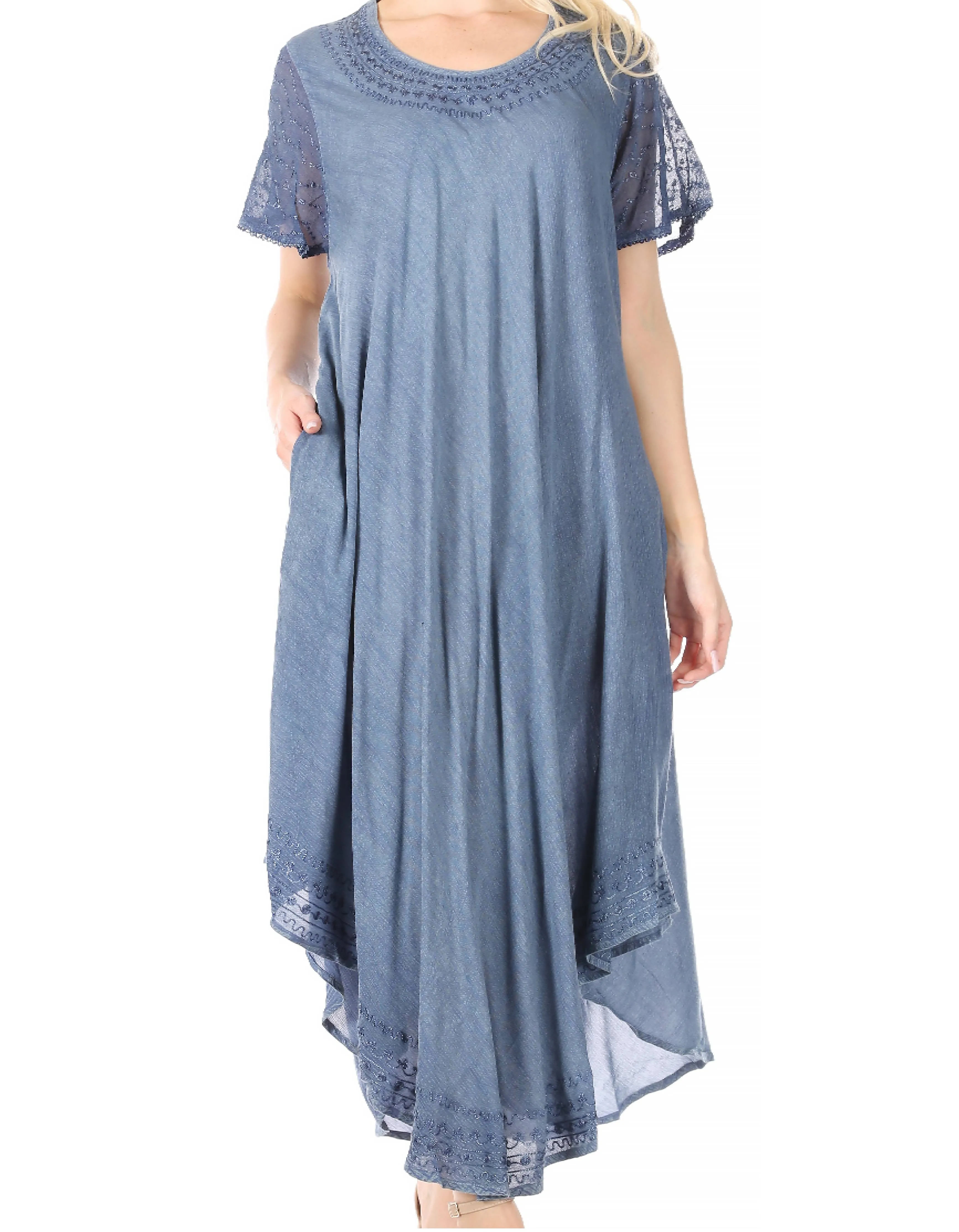 Sakkas Everyday Essentials Cap Sleeve Caftan Dress / Cover Up