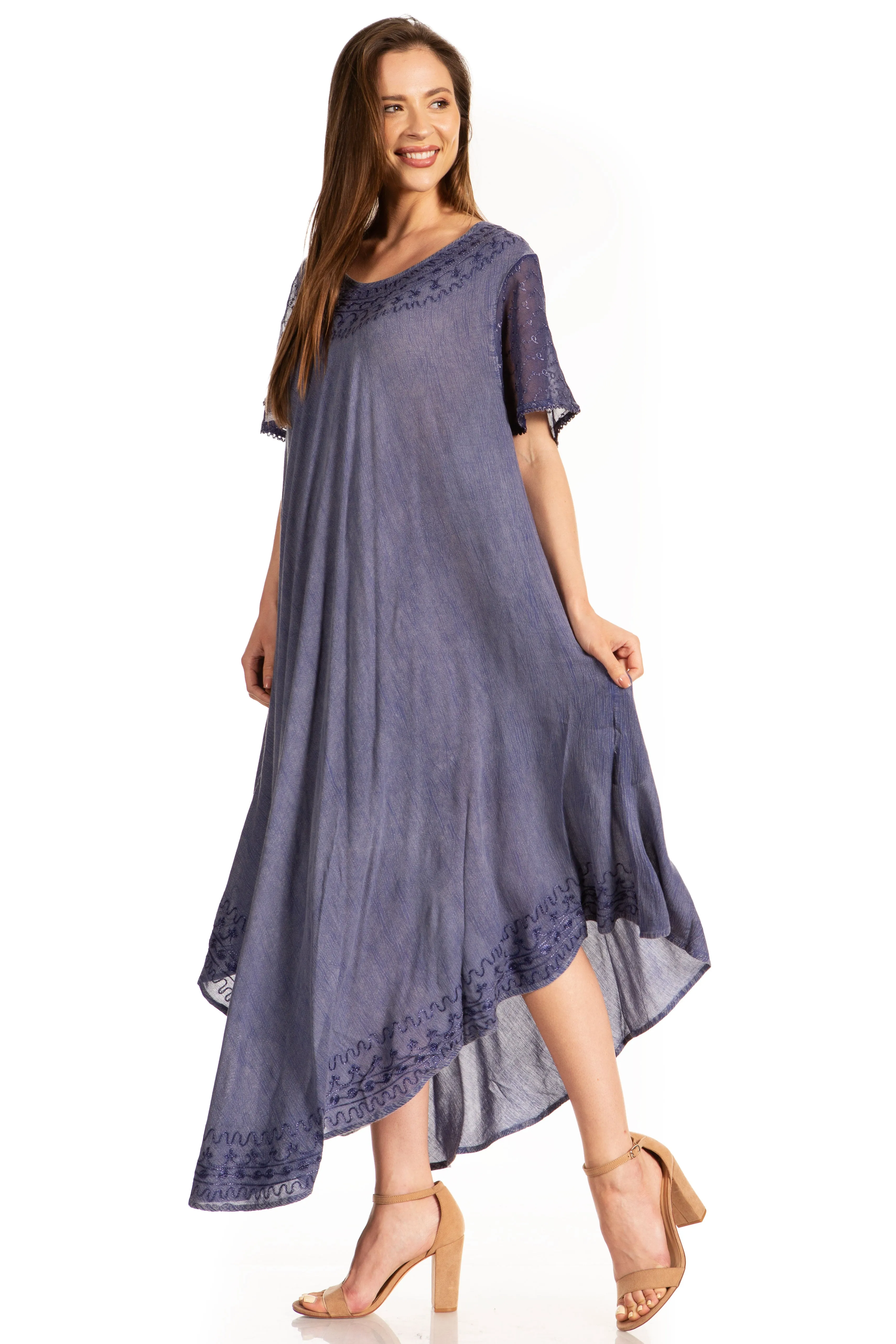 Sakkas Everyday Essentials Cap Sleeve Caftan Dress / Cover Up