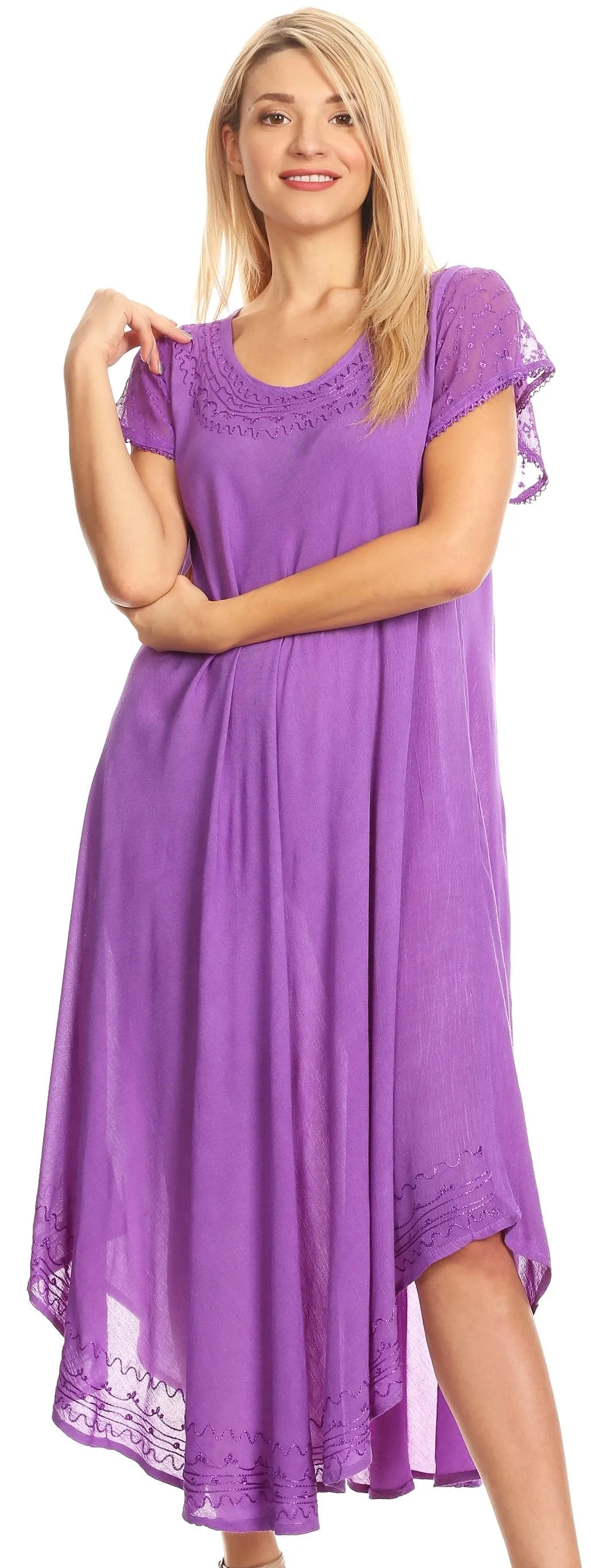 Sakkas Everyday Essentials Cap Sleeve Caftan Dress / Cover Up