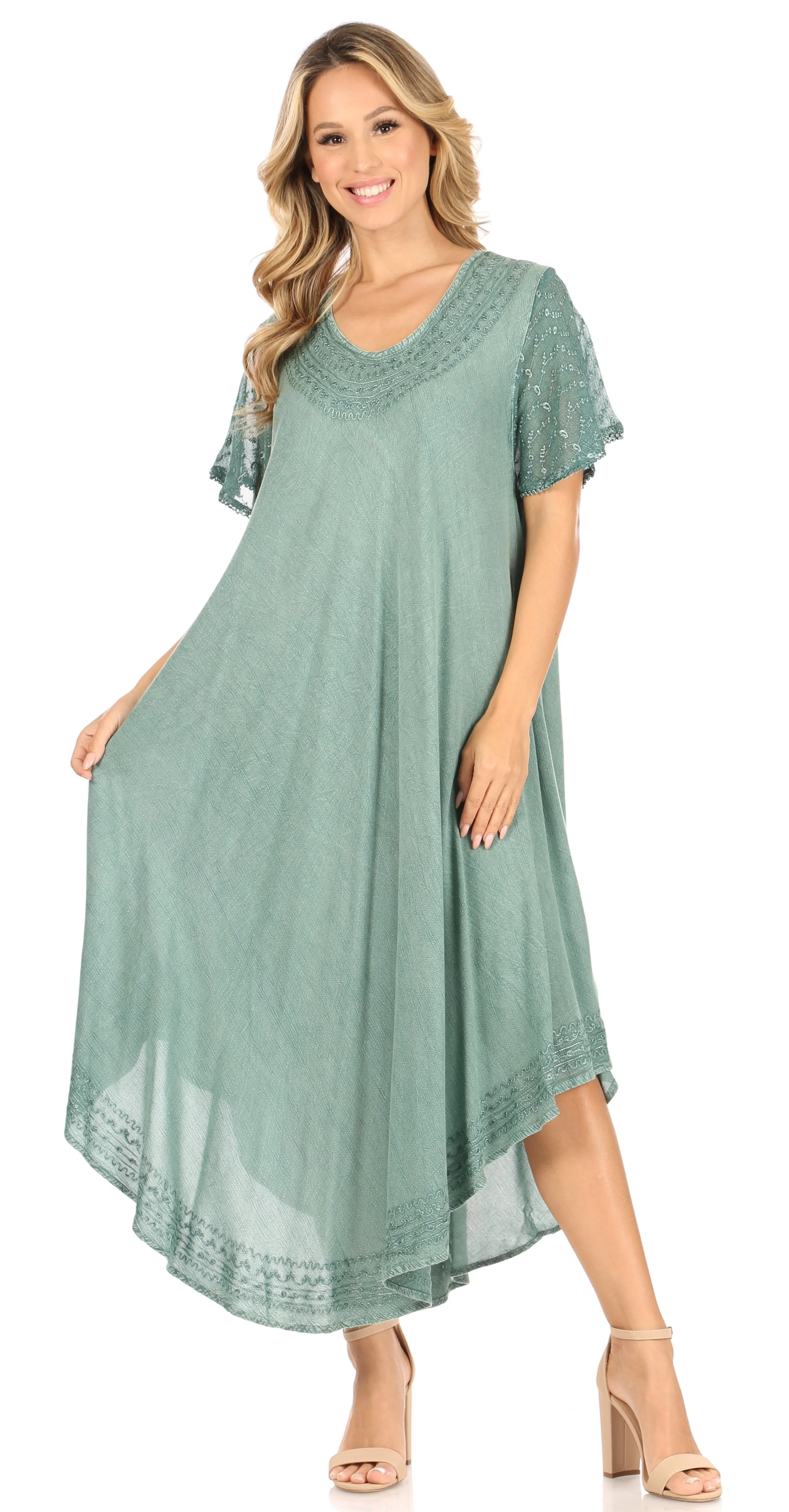 Sakkas Everyday Essentials Cap Sleeve Caftan Dress / Cover Up